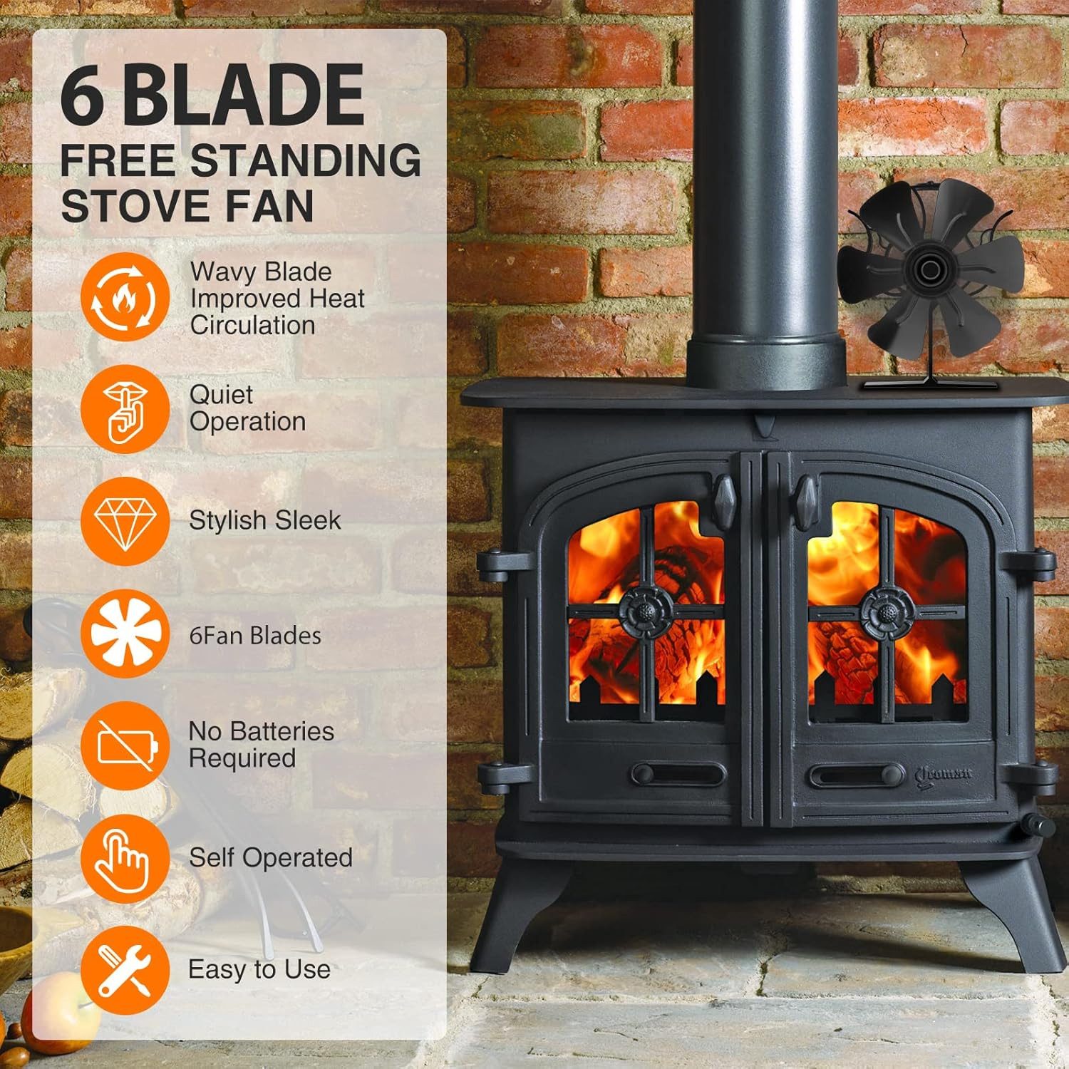 BlingBin Kaminventilator 5/6 Flügel Ofenventilator Kaminofen günstig online kaufen