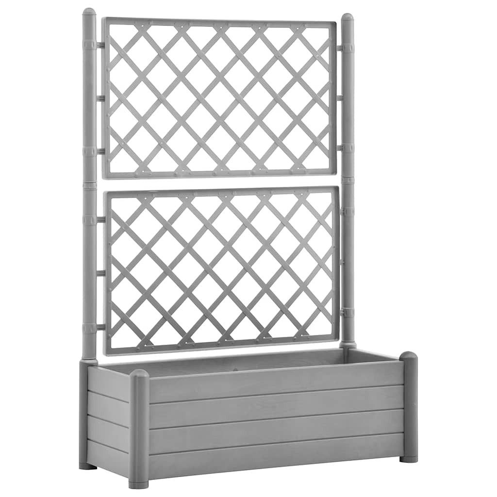 vidaXL Blumentopf Pflanzkübel mit Spalier 100x43x142 cm PP Steingrau (1 St)