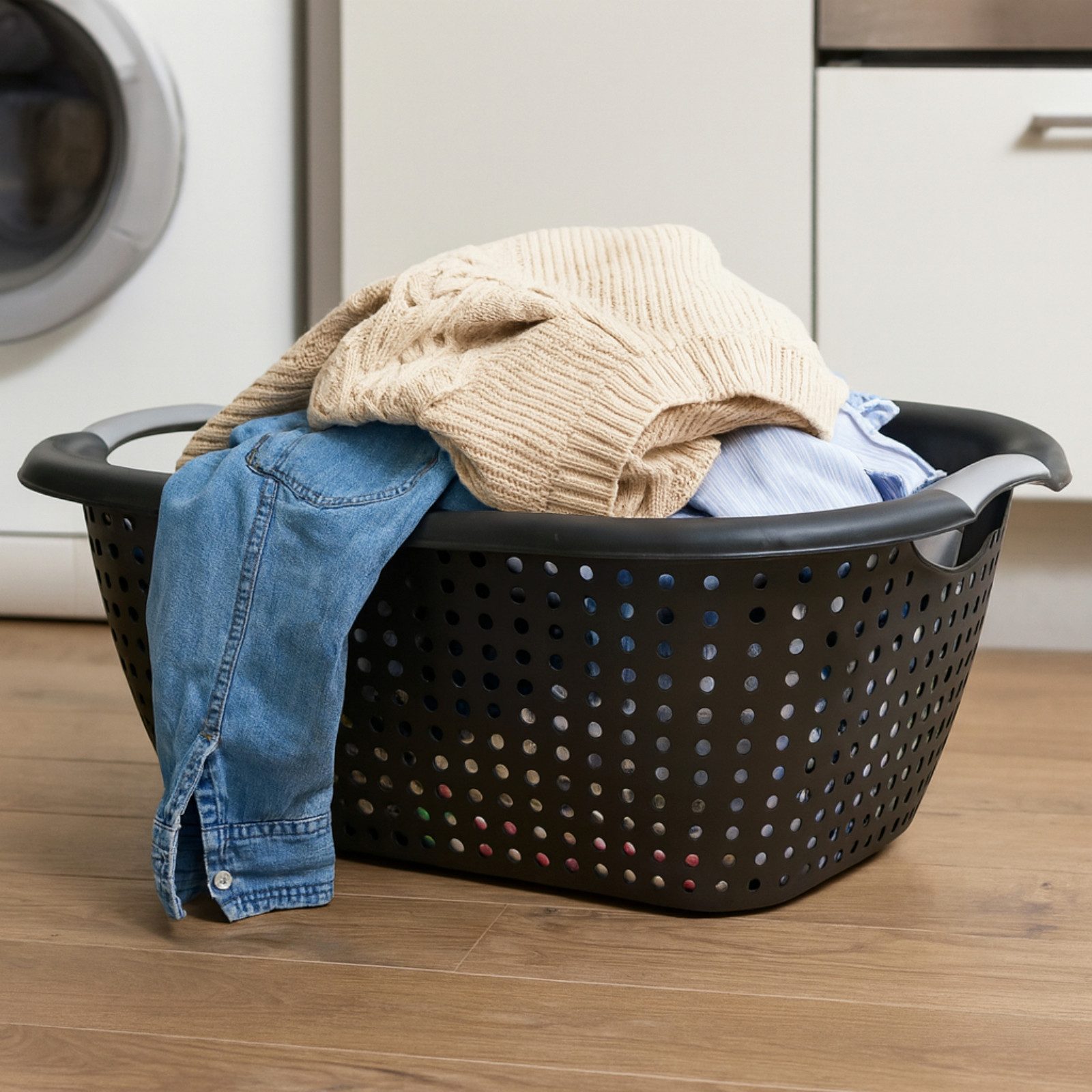 Koopman Wäschekorb Wäschebehäler 26 L Schwarz 2 Henkel 2 er Set (2 St), 2 S günstig online kaufen