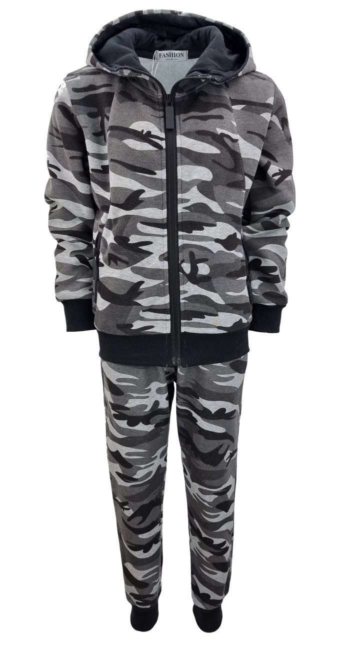 Fashion Boy Sweatanzug Army Sweatanzug Tarn Freizeitanzug camouflage, JF364 Grau camouflage