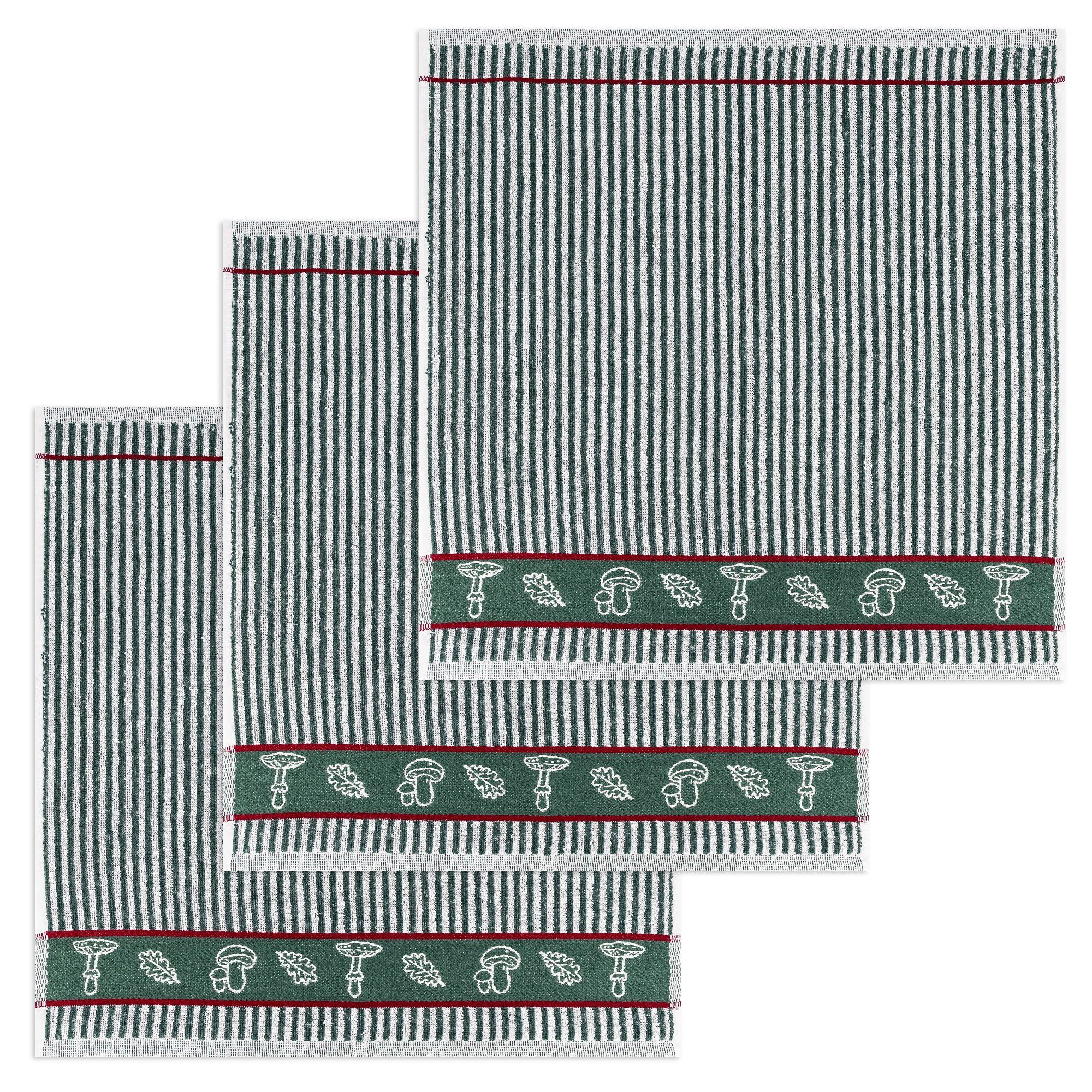 Kracht Geschirrtuch Waldpilze, (Set, 3-tlg., Set), 3er Pack Frottee Küchenh günstig online kaufen