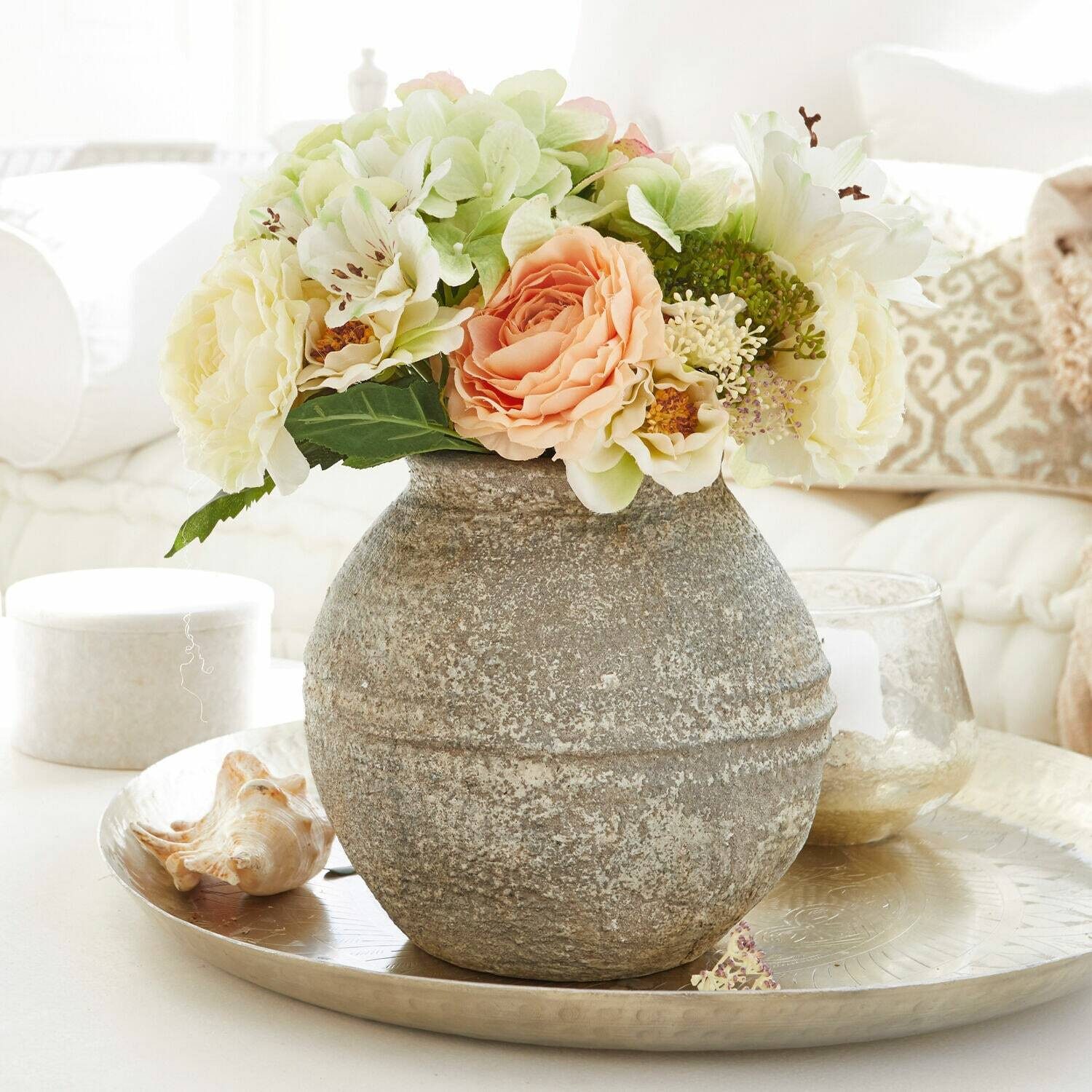 Mirabeau Tischvase Deko-Vase Singnesse antikgrau günstig online kaufen