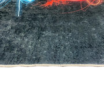 Teppich Gaming Teppich mit neonfarbigen Symbolen auf schwarzem Hintergrund, Teppich-Traum, rechteckig, Höhe: 5 mm