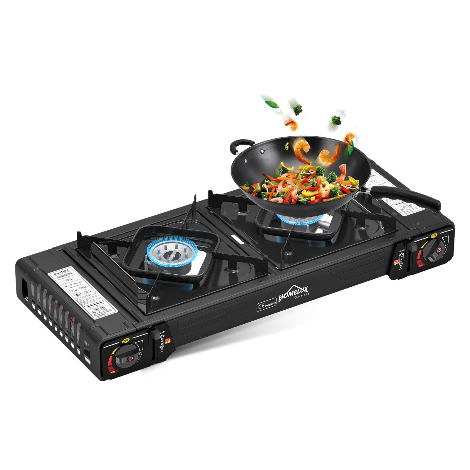 Gaskocher Campingkocher 2 flammig mit Gaskartuschen für Grill Camper