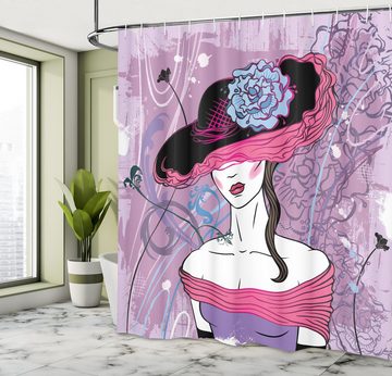 Abakuhaus Duschvorhang Moderner Digitaldruck mit 12 Haken auf Stoff Wasser Resistent Breite 175 cm, Höhe 180 cm, Mädchen Blumen Edler Damenmoden