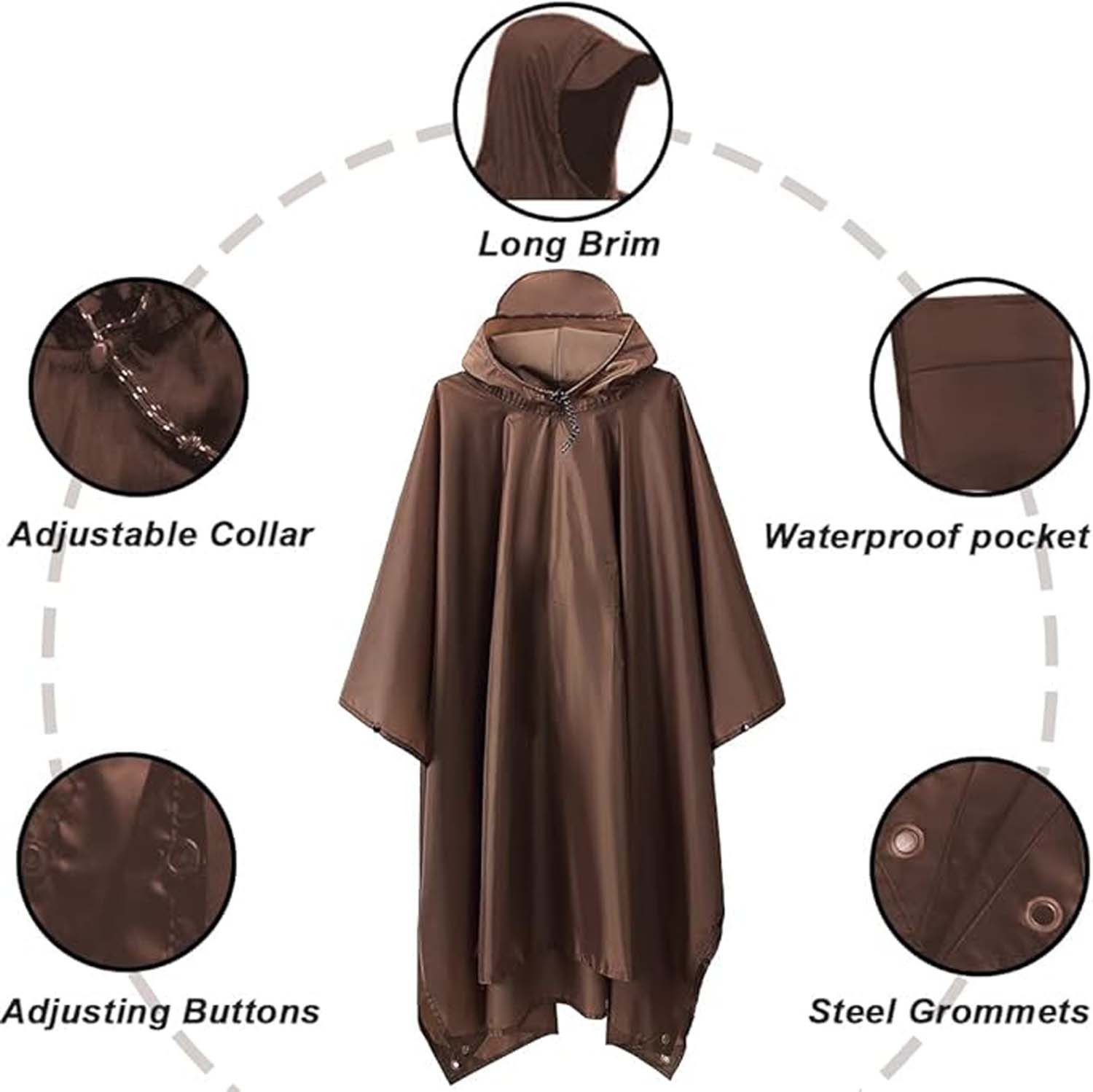 Coonoor Regenjacke Regencape mit Kapuze 3 in 1 Multifunktional Atmungsaktiv – Bild 3 von 5