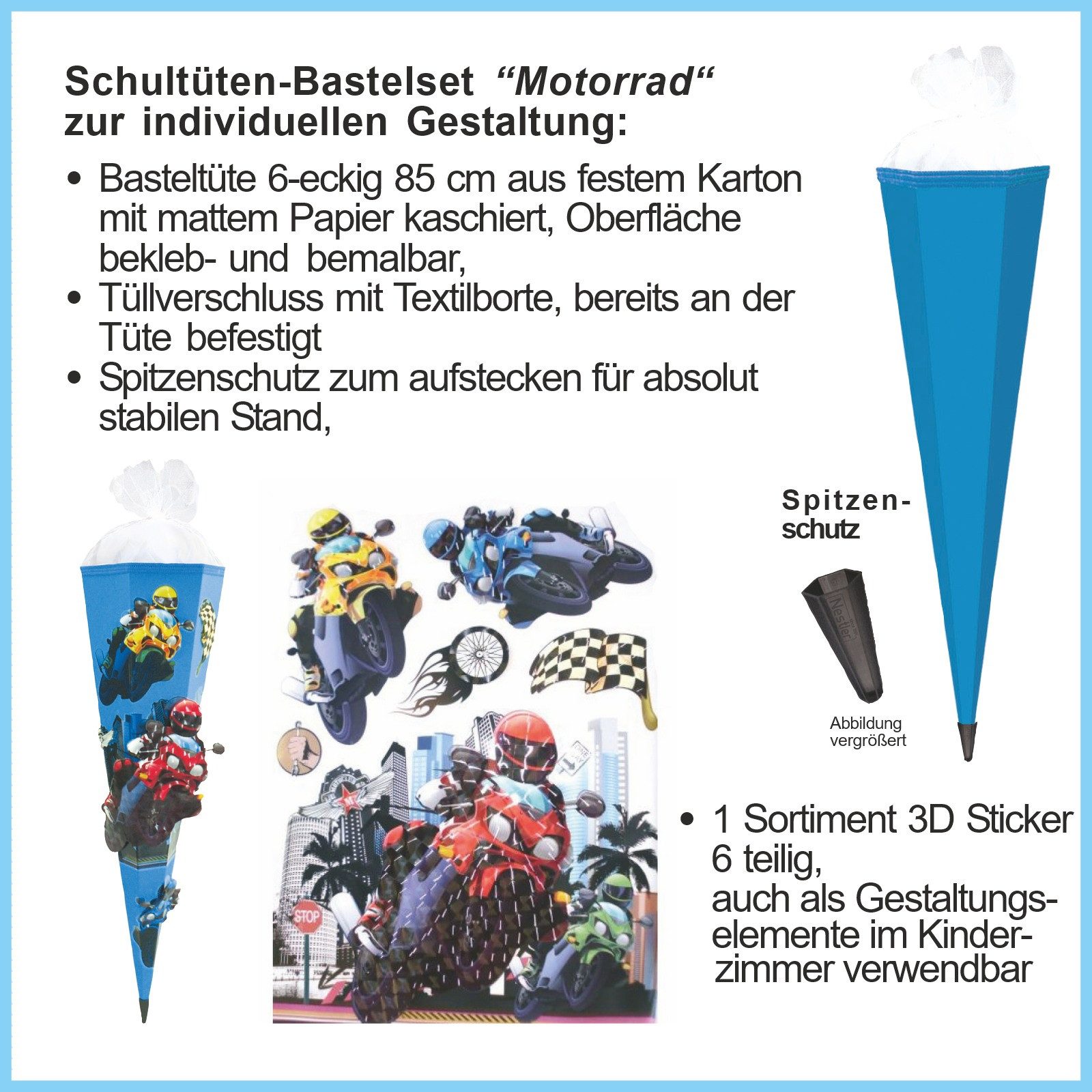 Pridera Schultüte Schnell-Basteltüte für Jungen in unterschiedlichen Motiven