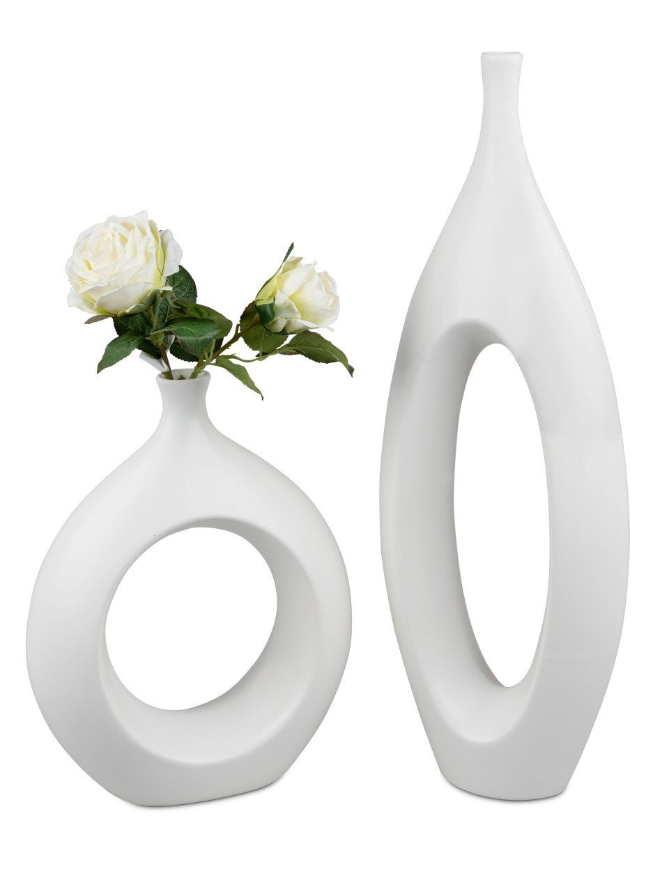 Bodenvase Weiß Keramik H:60cm Lochdesign, B:22cm formano