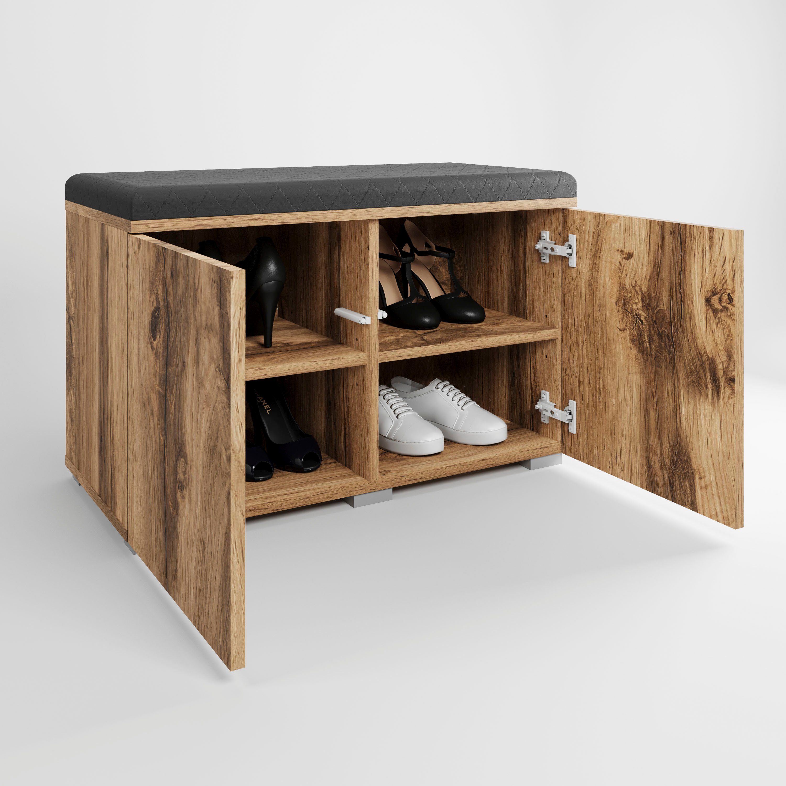 OTTO home Sitzbank Paris (inkl. Sitzkissen), moderne Truhenbank B/T/H 70x35x45, Flurbank mit Sitz aus Kunstleder