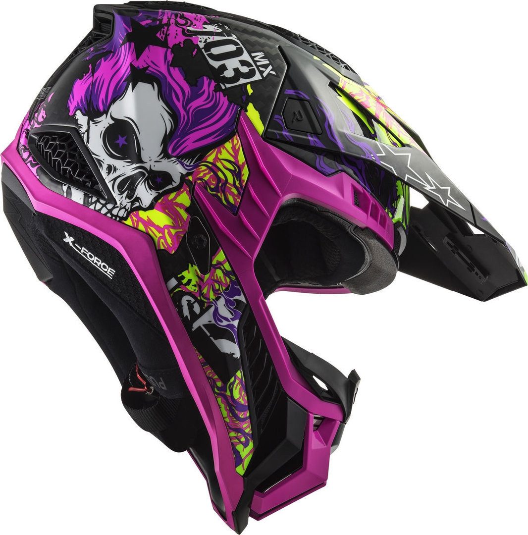 LS2 Motocrosshelm MX703 X-Force Fireskull Carbon Motocross Helm, Atmungsaktiv