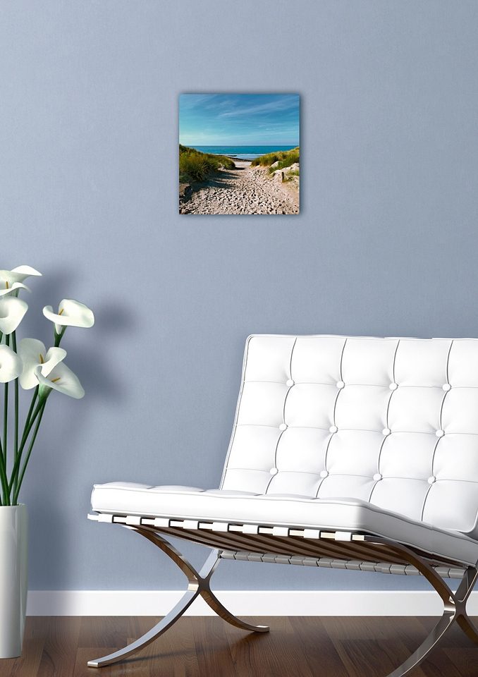 Home affaire Glasbild »Beach with sand dunes and a path to the sea«, 30/30 cm-HomeTrends