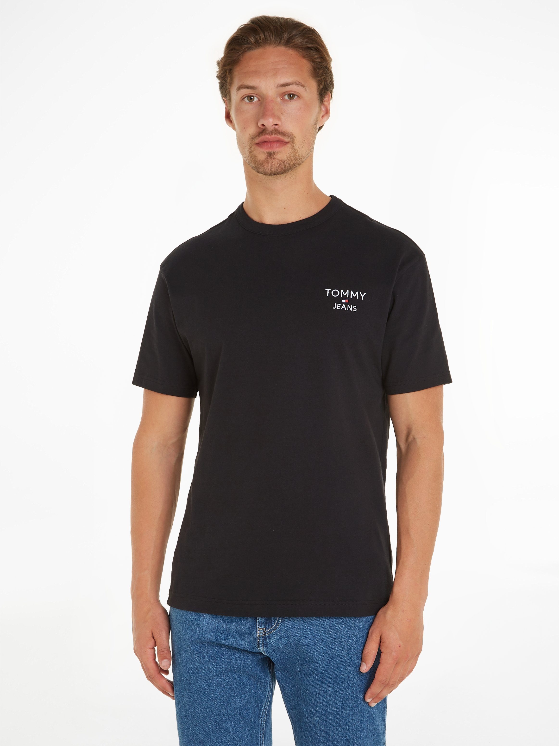 Tommy Tommy Stickerei T-Shirt mit Jeans TEE Jeans TJM EXT Black REG CORP
