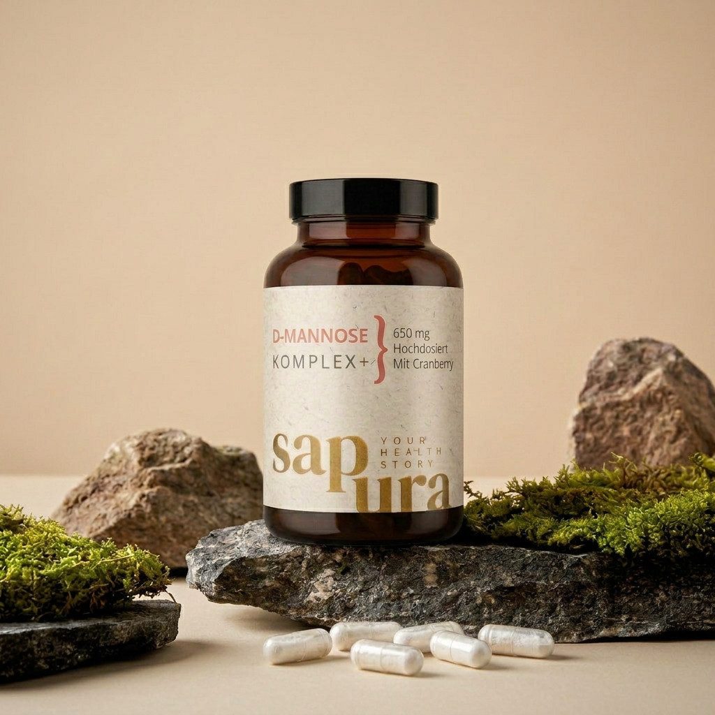 SAPURA Health D-Mannose Kapseln plus Cranberry, Hochdosiert 650mg Kapseln, 93,6 g, Vegan, Konservierungsstofffrei