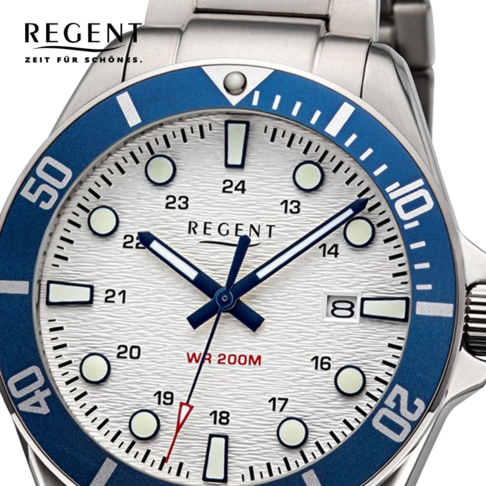 Regent Quarzuhr Regent Herrenuhr Titan-Armbanduhr Analog, (Analoguhr), Herrenuhr rund, groß (ca. 40mm) Metallarmband, Elegant-Style