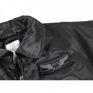 MFH Bomberjacke CWU-Piloten-Jacke, schwarz, schwere Ausführung doppelte Strickbündchen am Ärmel und Bund
