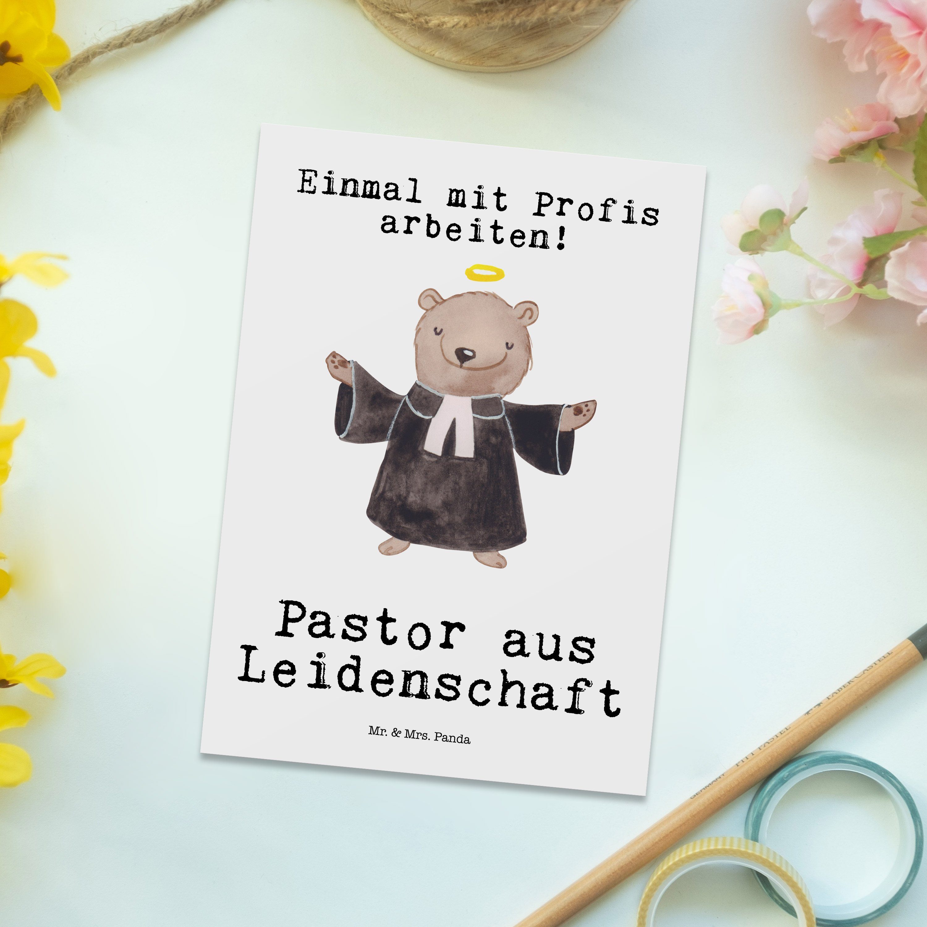Geschenk, & Postkarte Kirche, Weiß - Mr. Geschenkkar Mrs. Pastor Firma, Leidenschaft - aus Panda