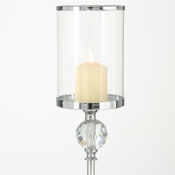BOLTZE Windlicht Rory, 65 cm, Silber, aus Metall und Glas, Kerzenhalter, Kerzenständer