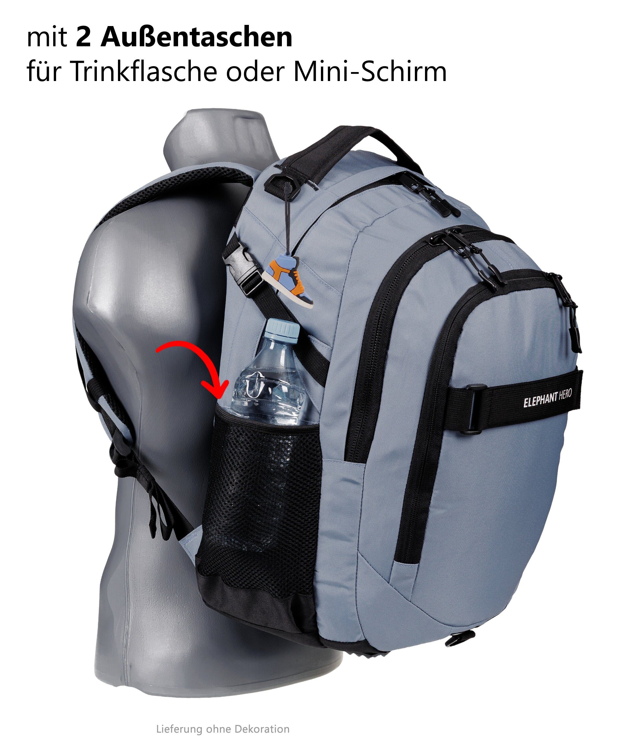 ELEPHANT Schulrucksack Hero Signature Schultasche (Set, 3-tlg., 3 Teile Rucksack Sporttasche Mäppchen Box), Softcase Schulranzen Schulmappe +rsm