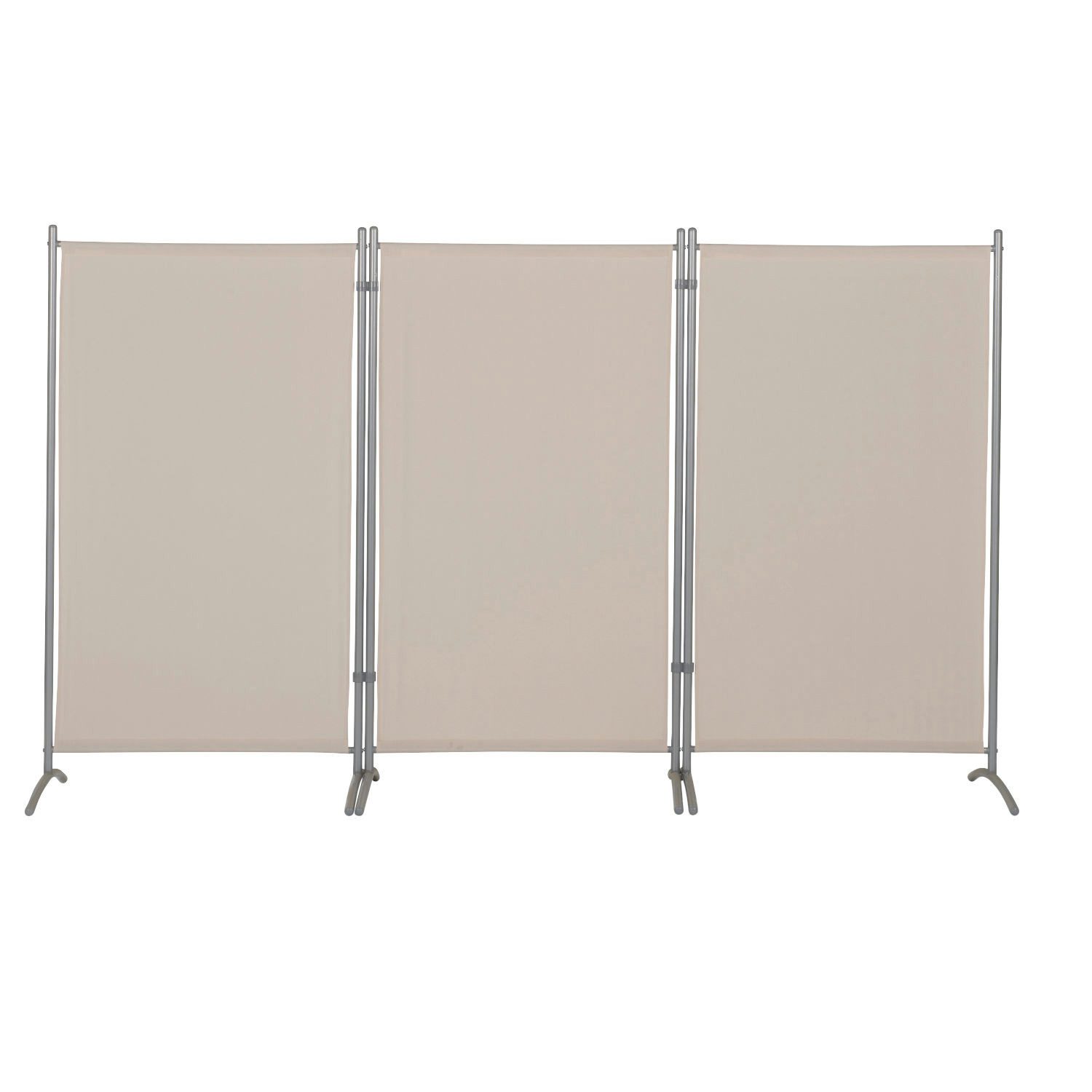 Leco Stellwand Sonnenschutz/ Windschutz (mit Stahlrohrgestell, natur), 3-teilig
