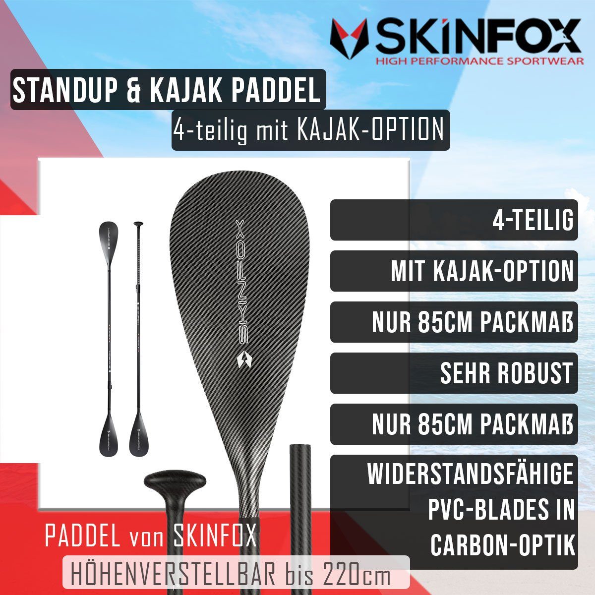 Skinfox SKINFOX CARBON DUAL SUP-/Kajak Paddel SUP-Paddel