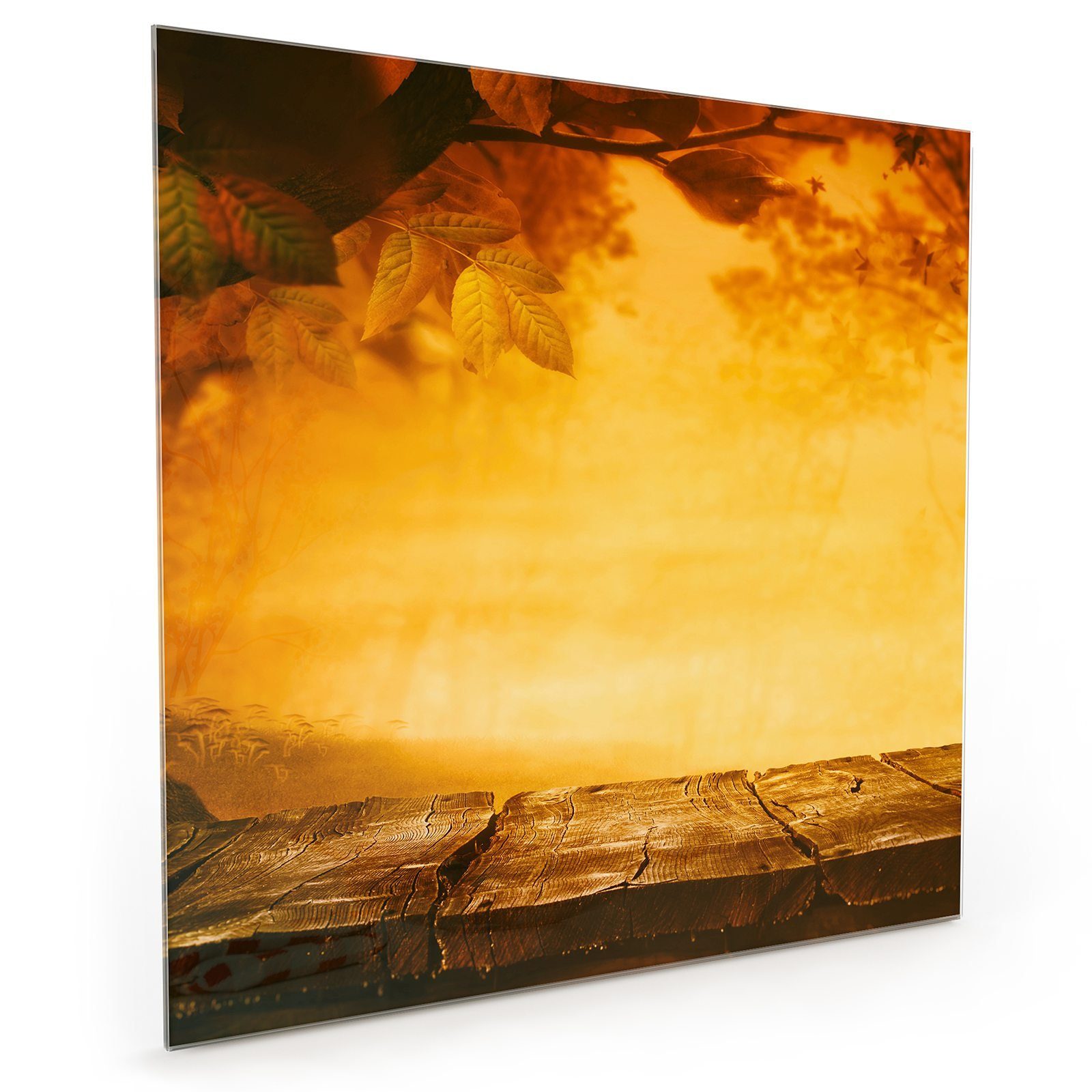 Primedeco Küchenrückwand Küchenrückwand Spritzschutz Glas mit Motiv Sonnenuntergang im Herbst