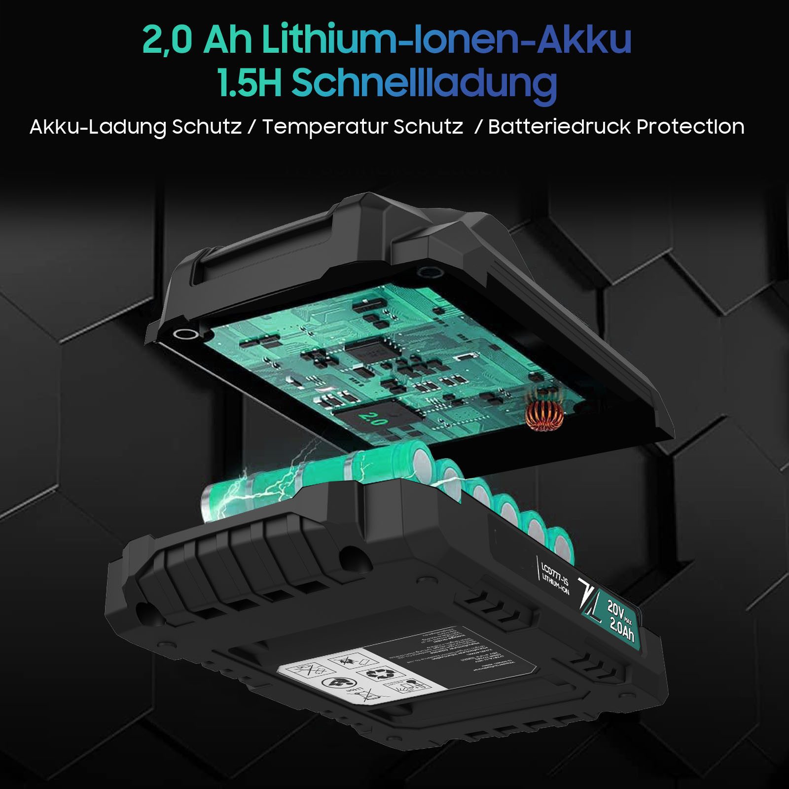 Comfy Mate Akku-Bohrschrauber Akku-Bohrschrauber, 1h Schnellladen, 25+3 Drehmoment, Zubehör-Set, (20V: 1400 U/min, 25+3 Drehmoment inkl. Werkzeugkoffer)