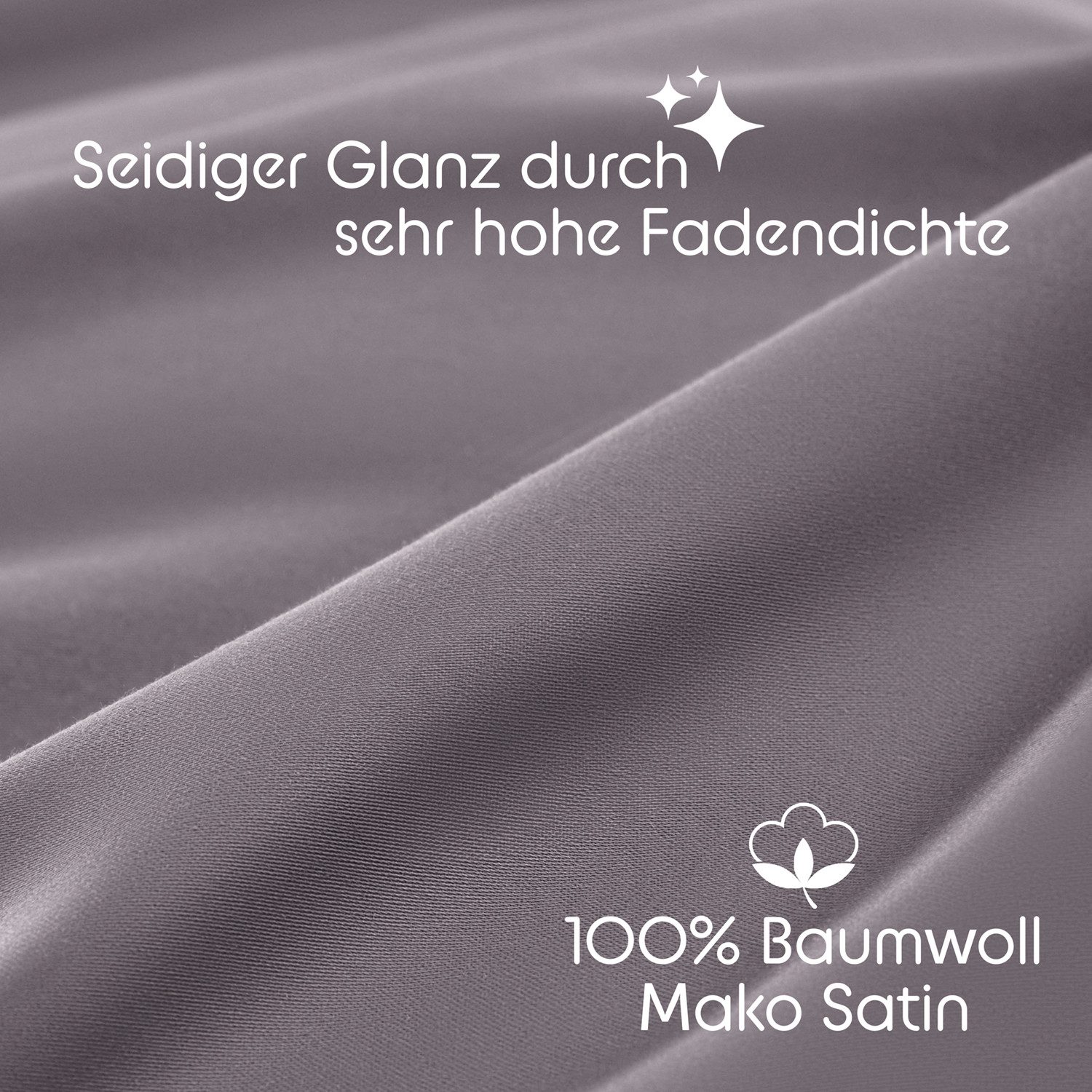 Blumtal Bettwäsche Premium Oeko Tex Zertifizierte Satin Bettwäsche, Mako-Satin, 2 teilig, aus 100% Baumwolle - Edle Glanzoptik Bettwäsche – Bild 4 von 5