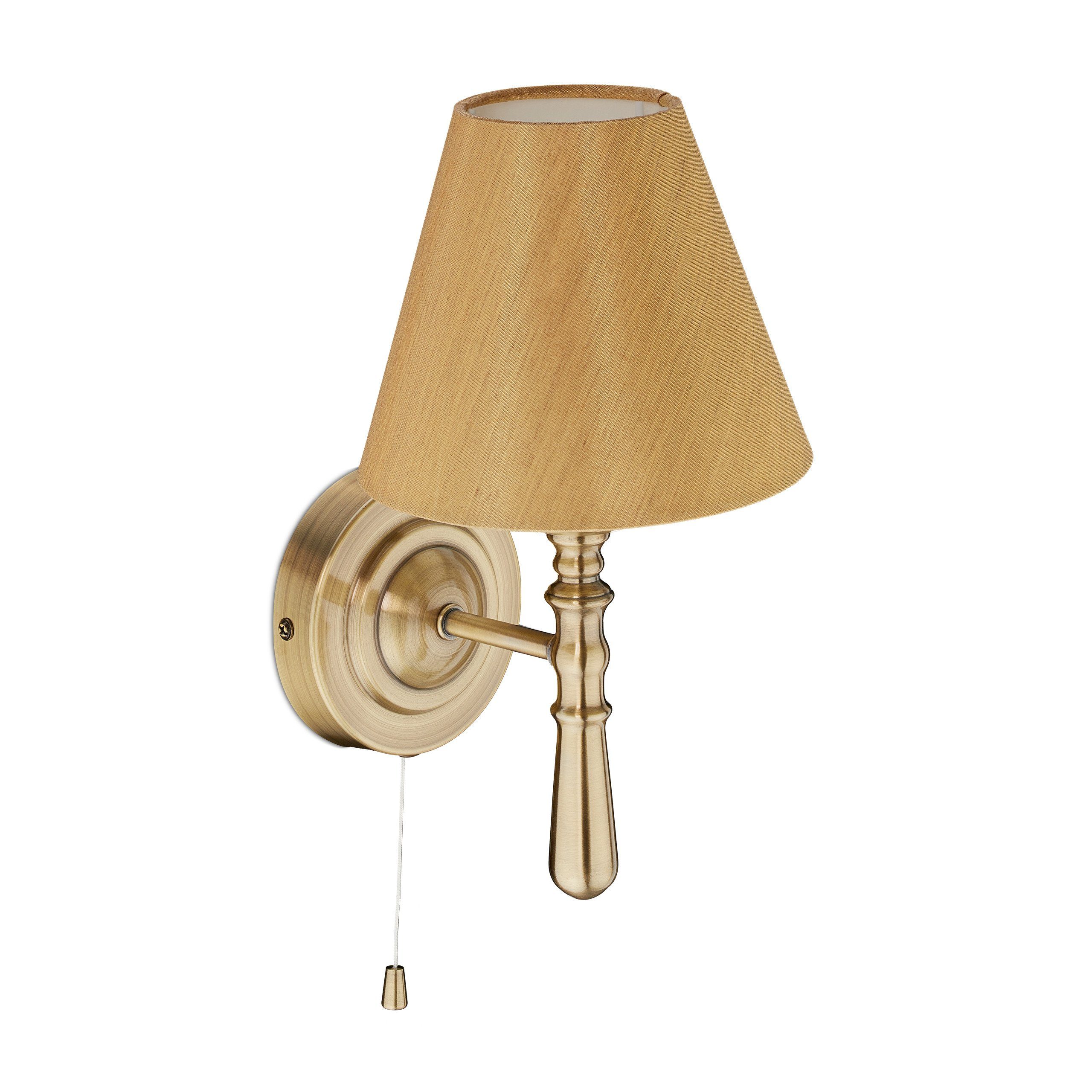 relaxdays Wandleuchte Wandlampe mit Schirm, Messing günstig online kaufen
