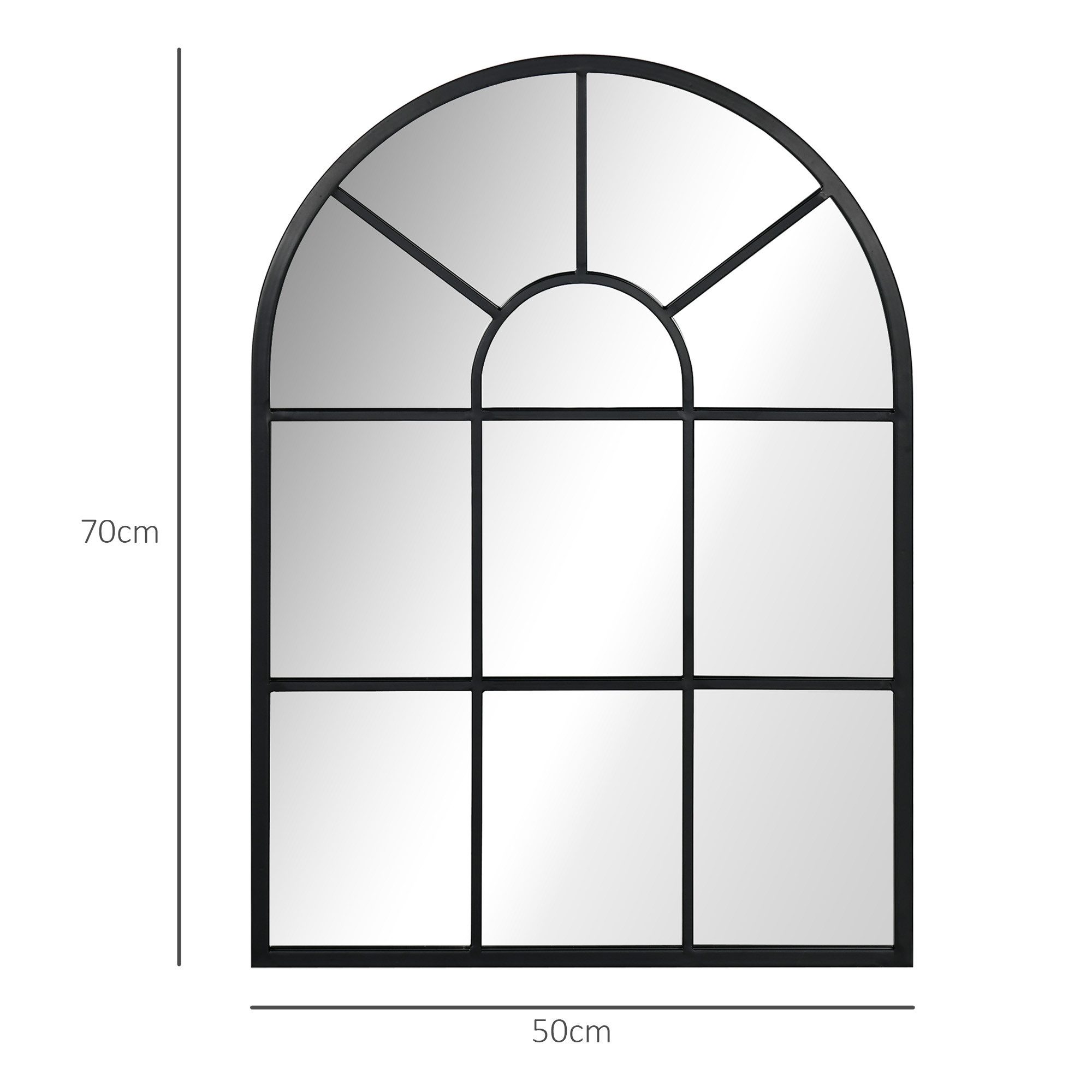 HOMCOM Wandspiegel Hängespiegel Flurspiegel mit Metallrahmen für Schlafzimmer (Flurspiegel, 1-St., Fensterspiegel), für Wohnzimmer, Esszimmer, Schlafzimmer, Schwarz