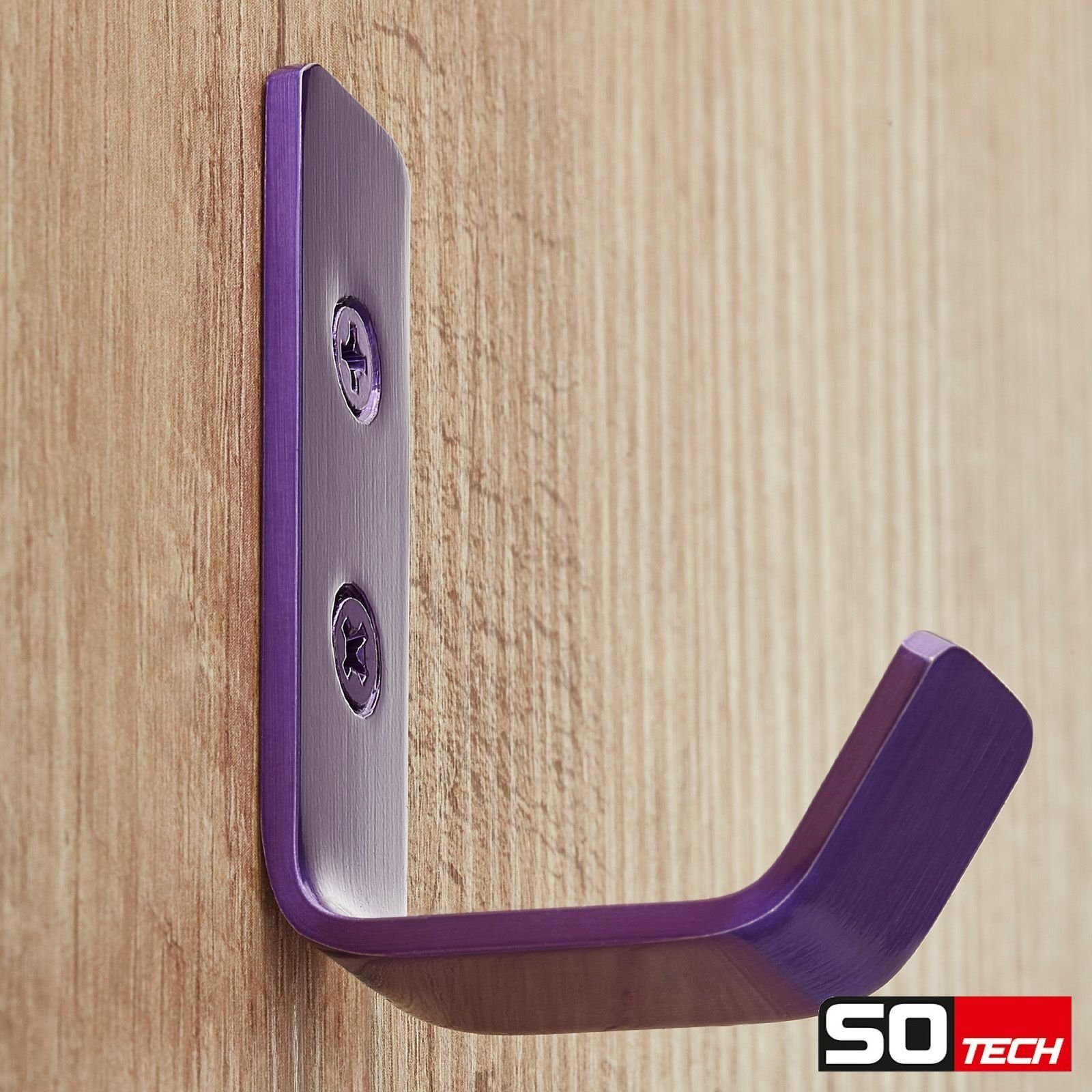 SO-TECH® Kleiderhaken Wandhaken, aus Edelstahl, 60 x 20 x 45 mm, (1-St), kleiner Jackenhaken mit abgerundeten Kanten lila