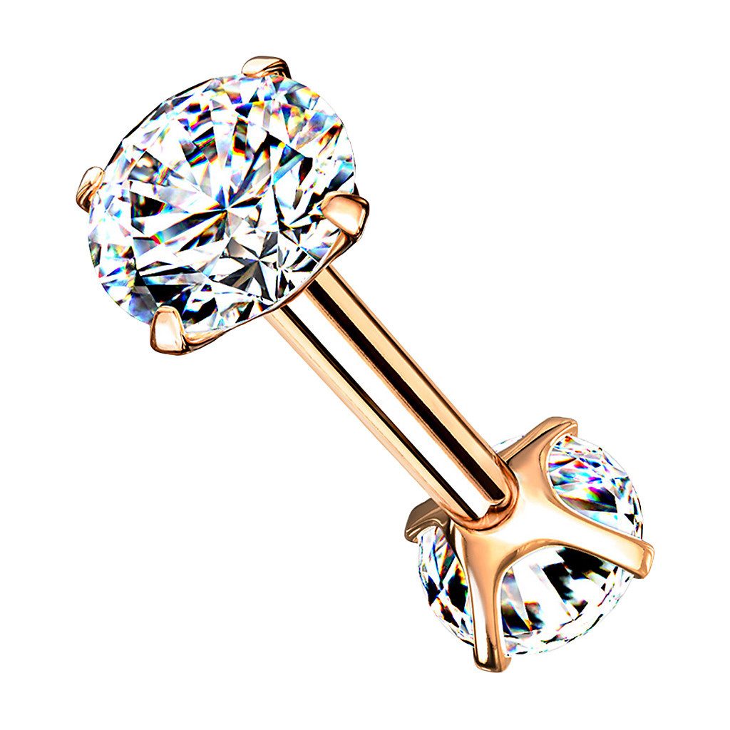 Piercing-Set Tragus Daith Piercing Zirkonia Kristallen Innengewinde Rosegold