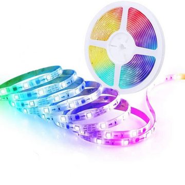 LED Stripe 10m, Bluetooth LED Streifen Selbstklebend, RGB Band mit Fernbedienung, 1,5m Anlaufkabel, Fernbedinbar, Fernbedinung, 300 dimmbare RGB LEDs