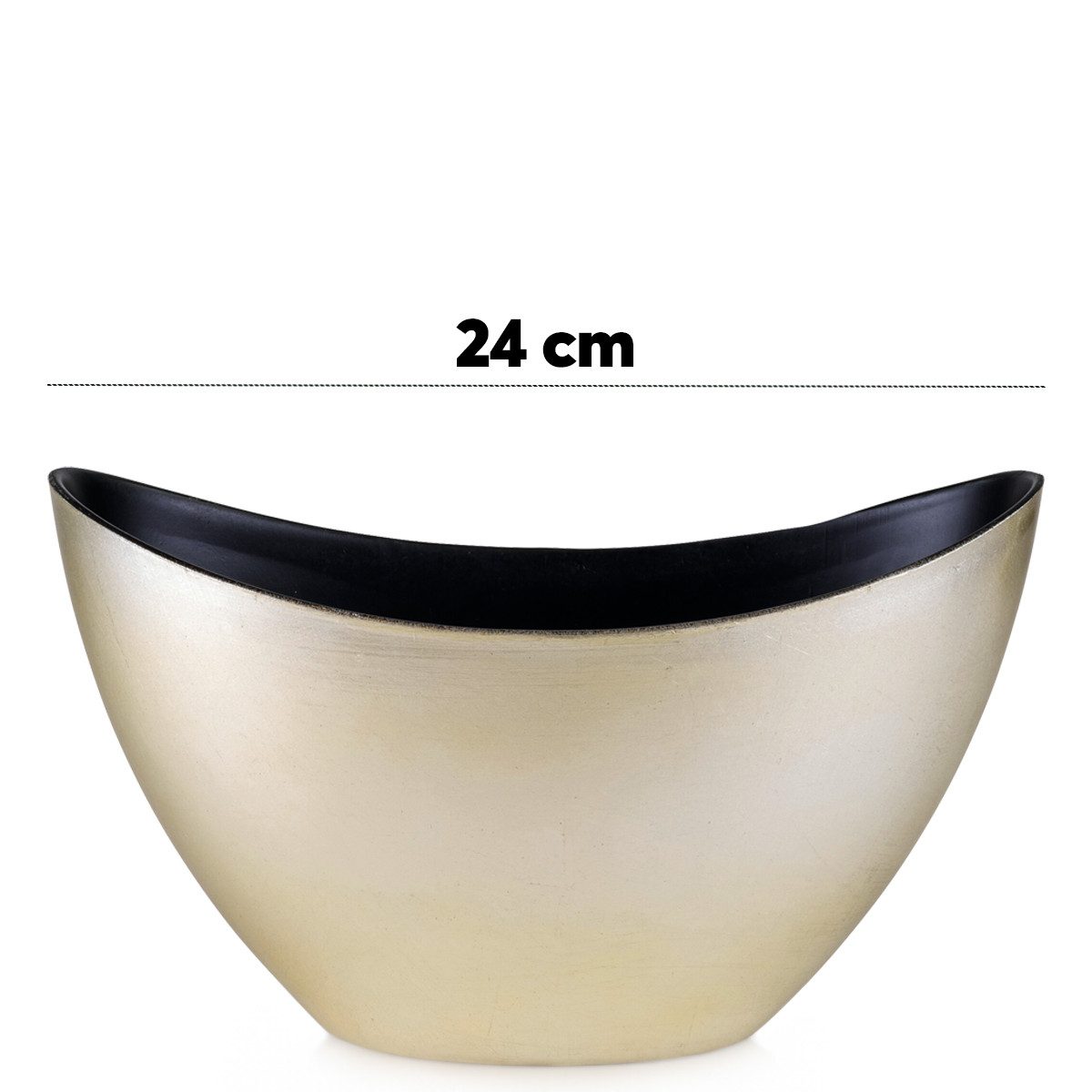 matches21 HOME & HOBBY Blumentopf Pflanzschale Jardiniere oval 24 cm Vintage gold-farben für aussen (1 St), Outdoor Schiff Deko-Schale als Blumen-Schale Pflanz-Topf Garten-Deko