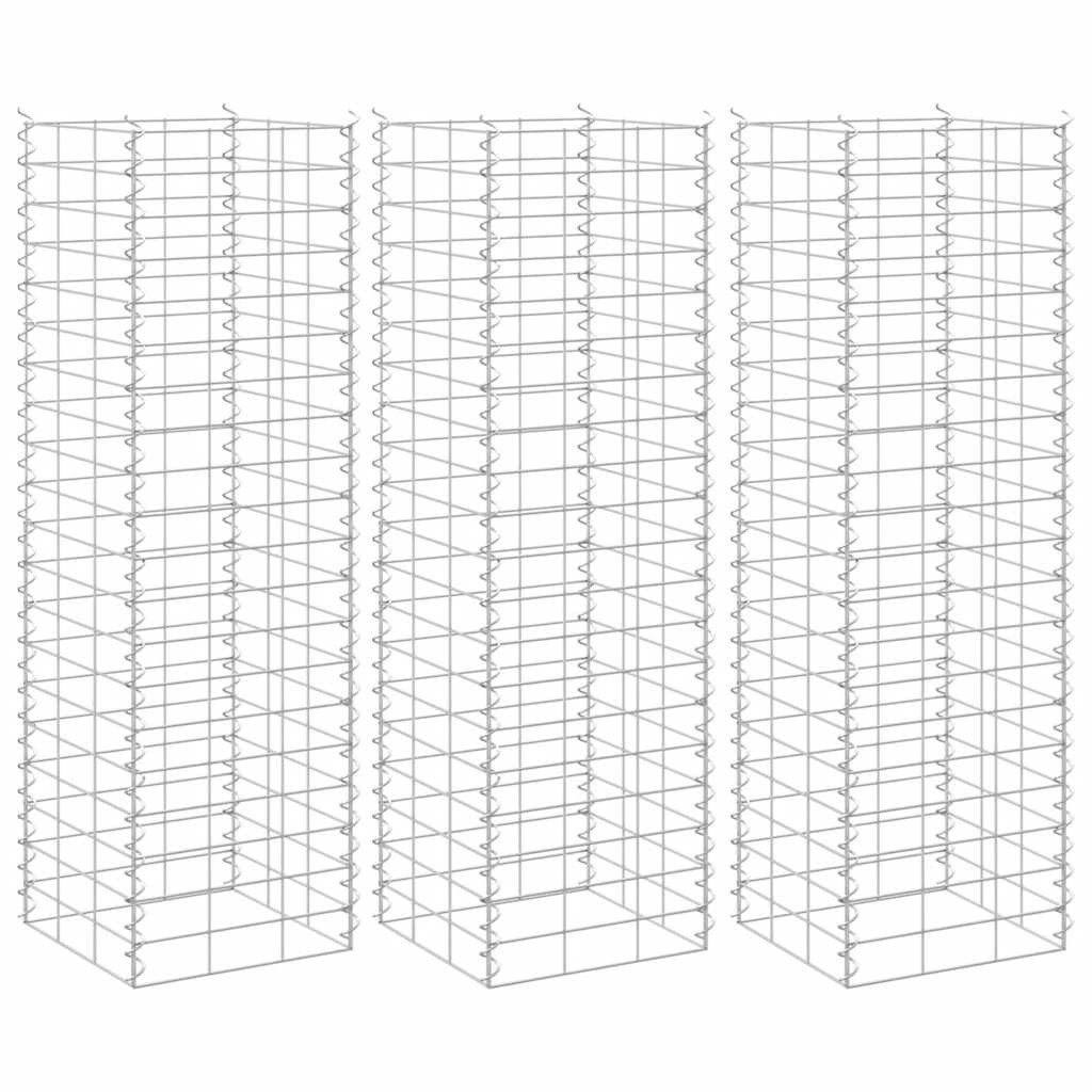 furnicato Hochbeet Gabionen-30 x 30 x 100 cm silbern aus Eisen