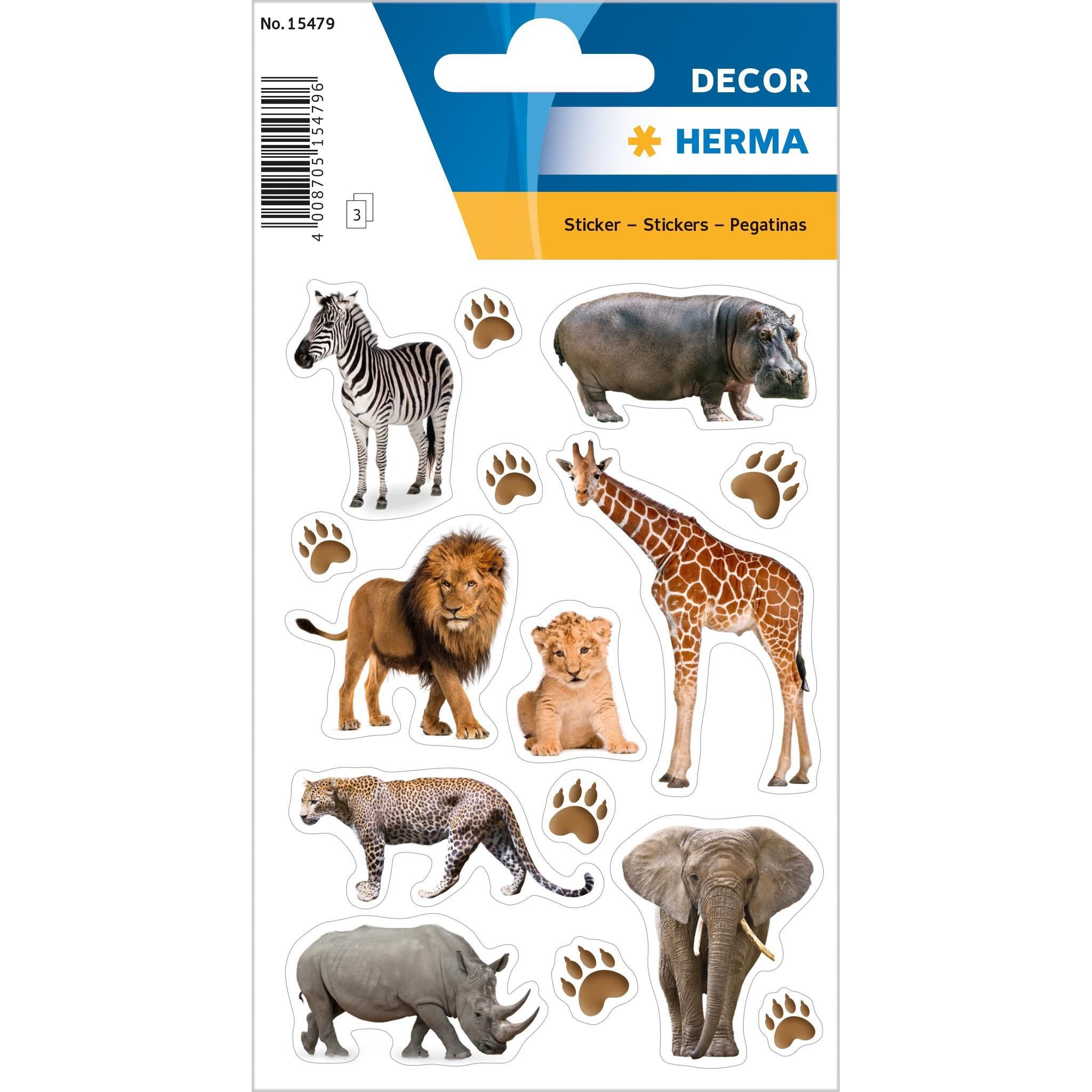 HERMA Sticker Herma Sticker DECOR Tiere Afrika Tiere 3 Bl