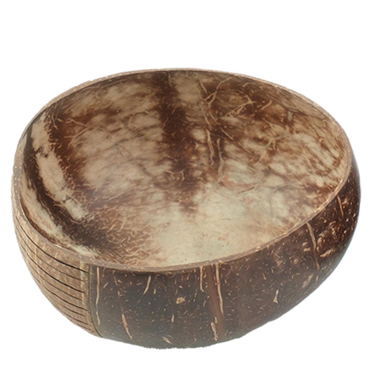 Höhe Bowl LANGA Plastikfrei Kokosnuss, / Handgefertigt Ø13cm / 6cm, BOURGH / (Einzelstück), Coconut Schale Naturprodukt Schüssel Kokosnuss -