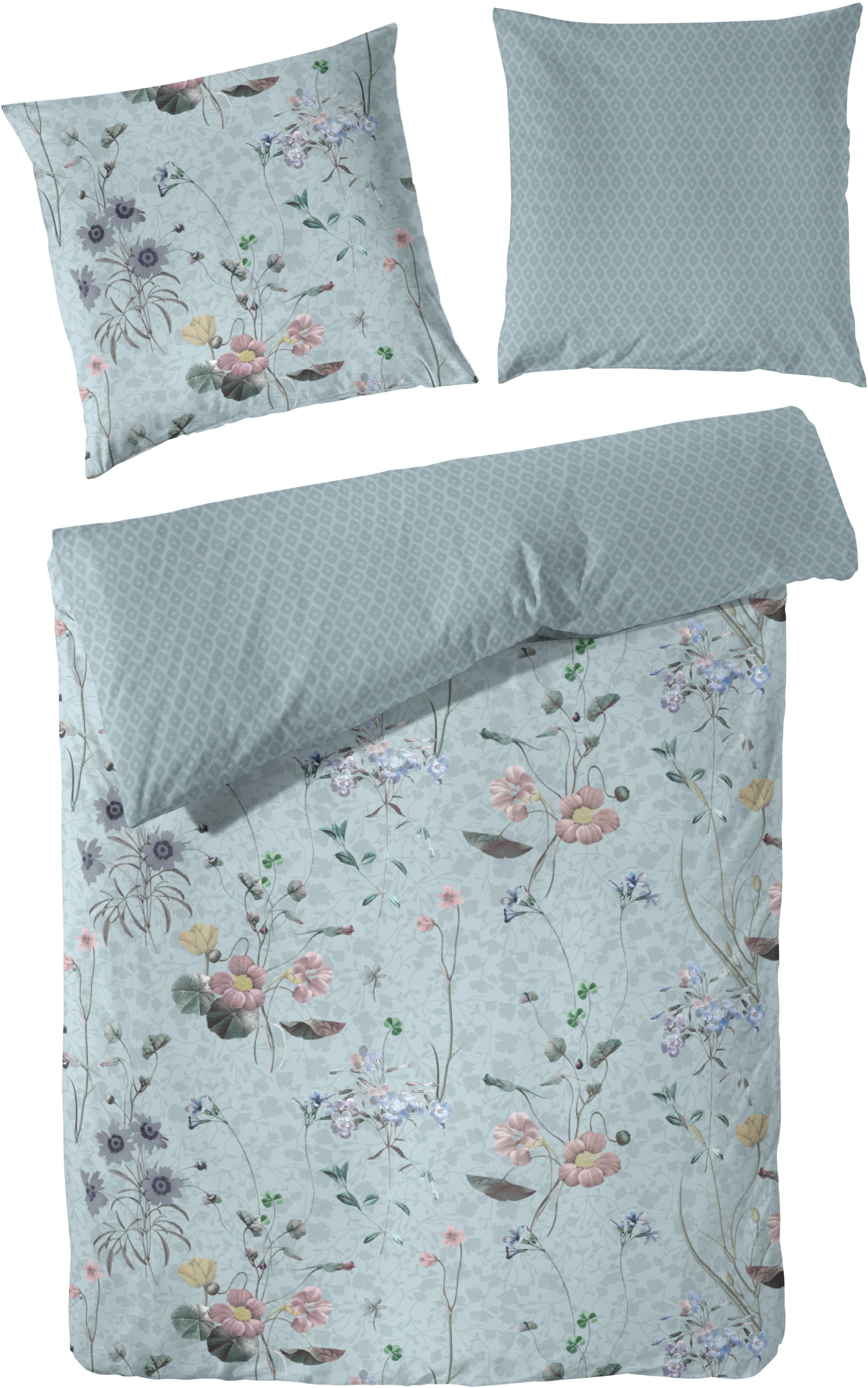 Primera Bettwäsche Edelflanell Bettwäsche "Horticus", Edel-Köper-Flanell, 2 teilig, Mit klassischen Winterblüten