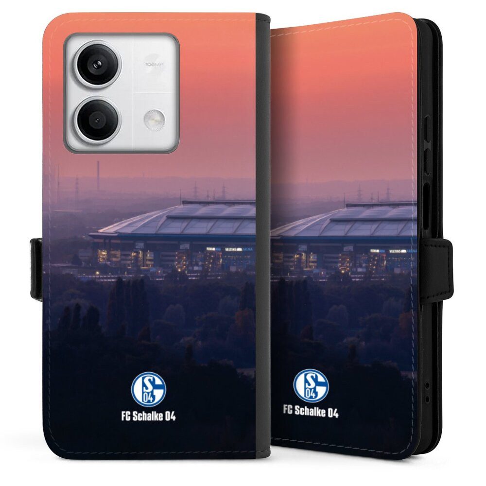 DeinDesign Handyhülle Stadion FC Schalke 04 Offizielles Lizenzprodukt Schalke 04 Stadion, Xiaomi Redmi Note 13 5G Hülle Handy Flip Case Wallet Cover
