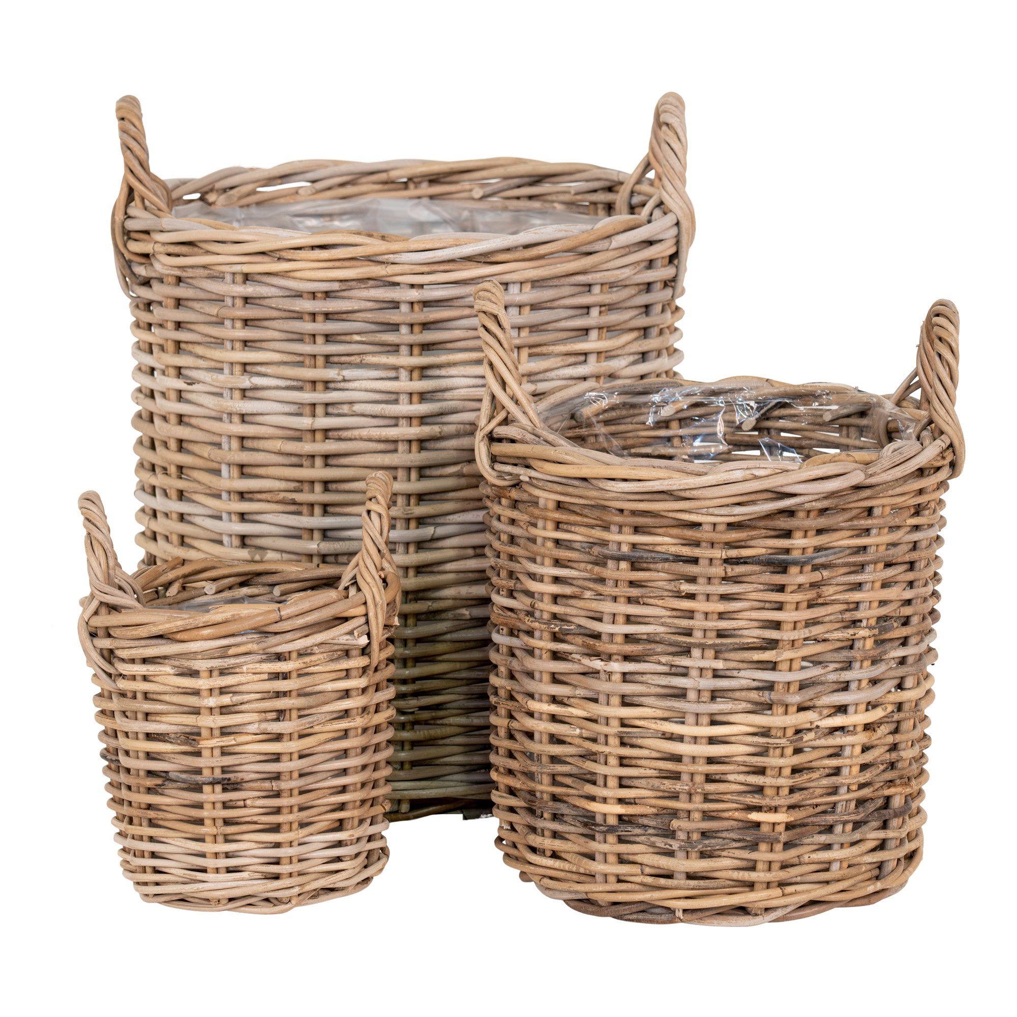 tinkaro Aufbewahrungskorb Sema Körbe Set 3-teilig Kubu Rattan 20/30/40 cm Natur (1 St), Flexible Aufbewahrungsboxen in 3 Größen für den Wohnbereich