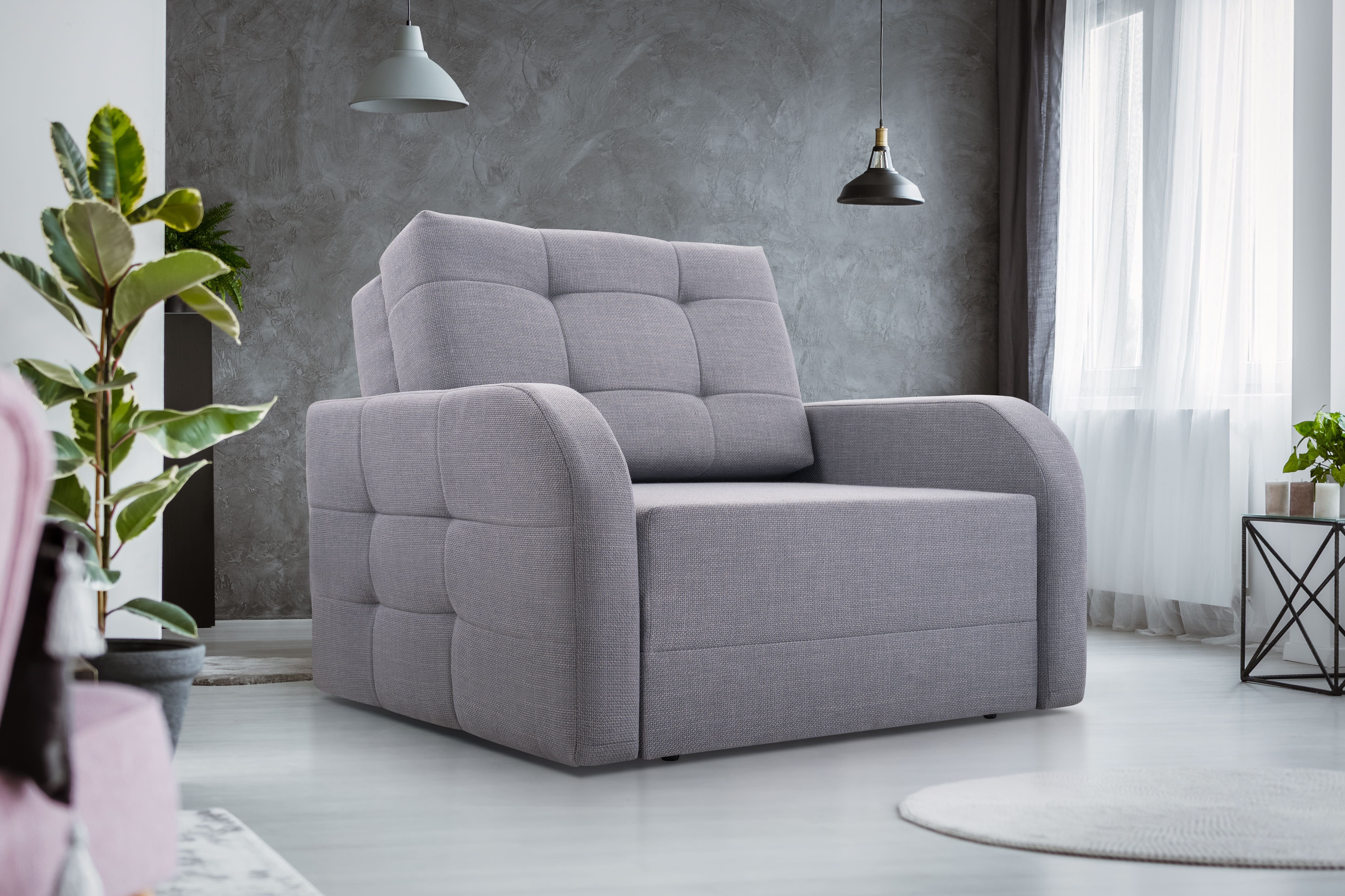 MOEBLO Kindersofa Porto 80, Dunkelblau mit mit 86 BRAGI Schlaffunktion, Sessel, Sofa Schlafsessel Bettkasten 