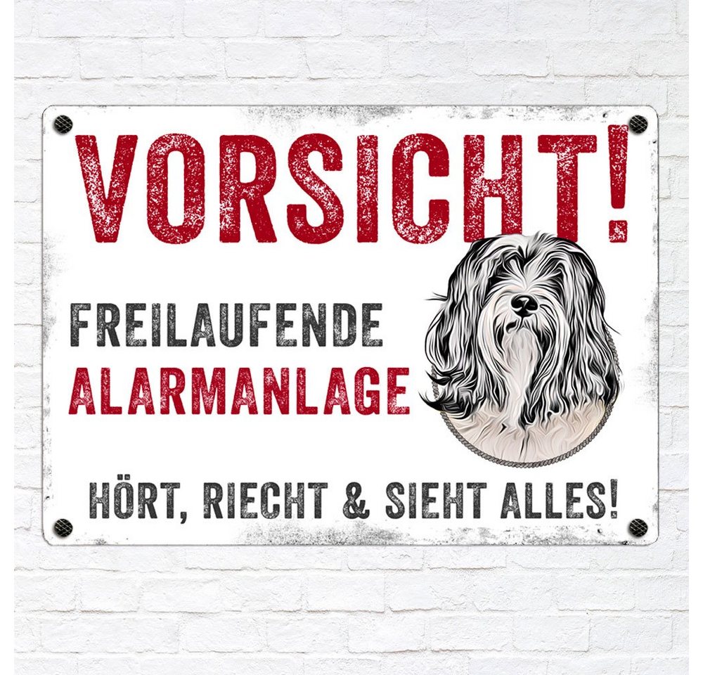 Thumbnail - Cadouri Warnschild Hundewarnschild TIBET TERRIER - Hinweisschild mit Hunderasse, (Metallschild mit vier vorgebohrten Löc...