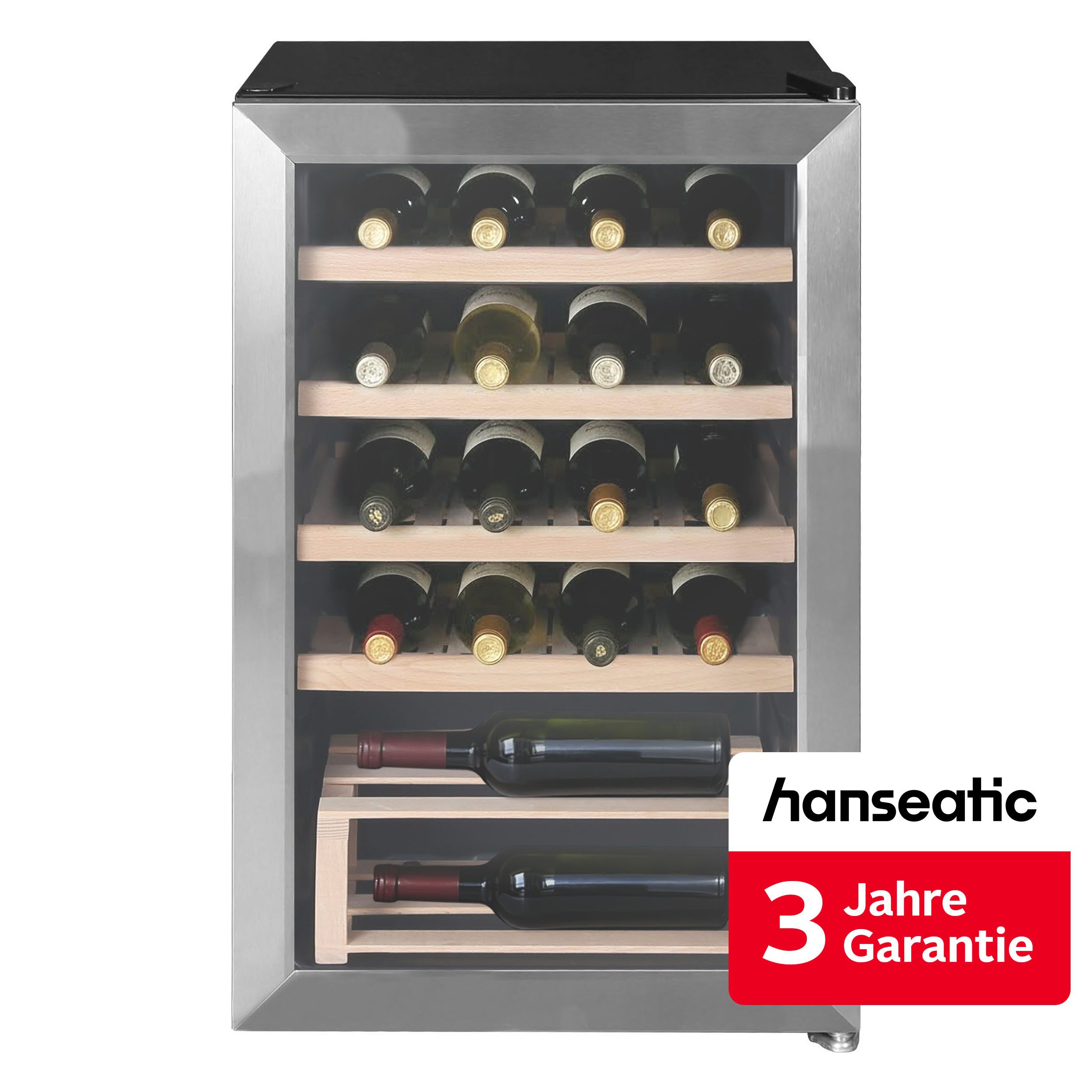 Hanseatic Weinkühlschrank HWC20FCBH-2, für 20 Standardflaschen á 0,75l,inkl. 3 Jahre Herstellergarantie
