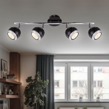 Globo LED Deckenleuchte, Leuchtmittel inklusive, Warmweiß, Deckenlampe Deckenleuchte Spotlampe 4 Flammig Spots beweglich schwarz