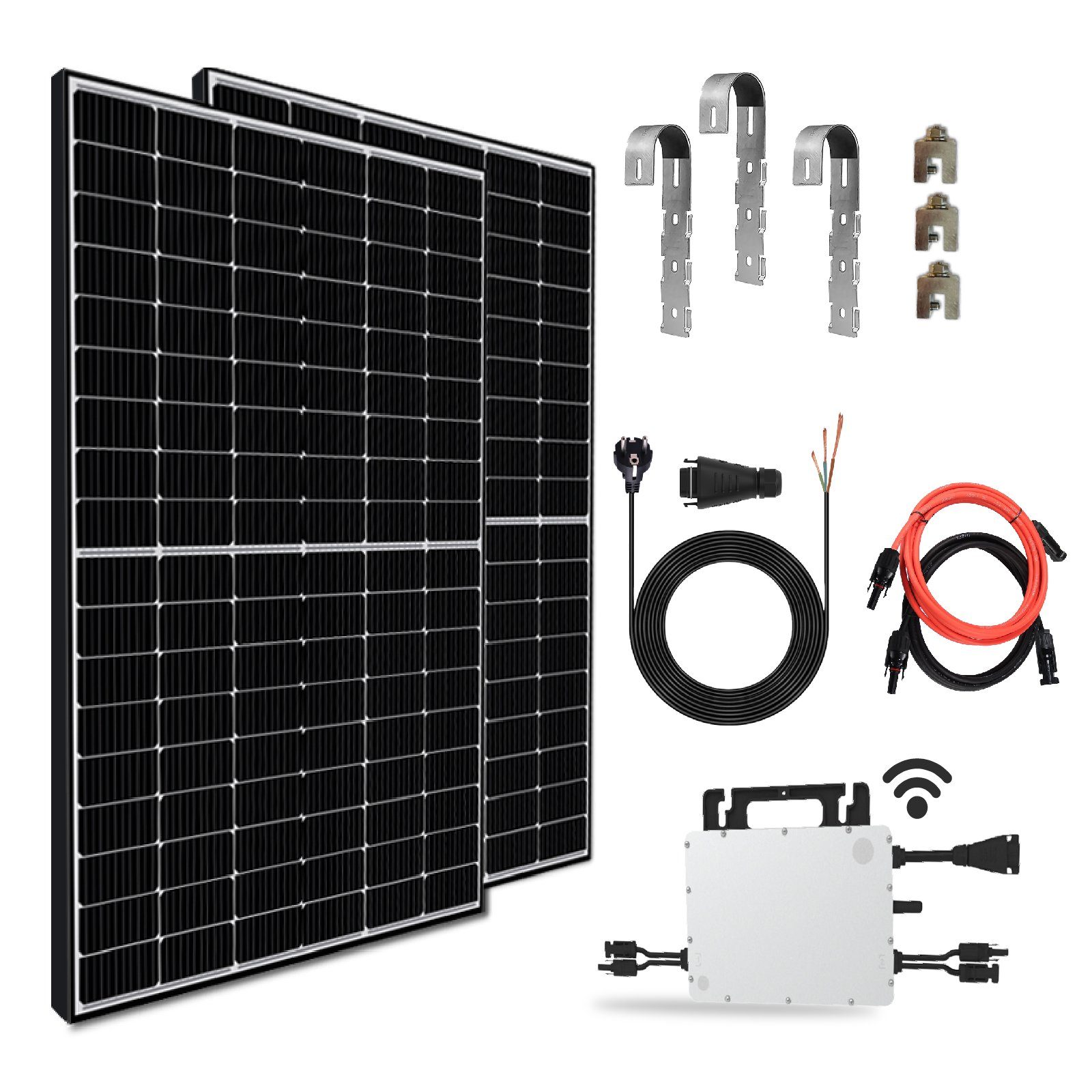 PV-Montage HMS-800-2T Eckig, Hoymiles Balkonkraftwerk Campergold Solaranlage Balkongeländer WIFI Upgradefähiger Wechselrichter Komplettset 830W