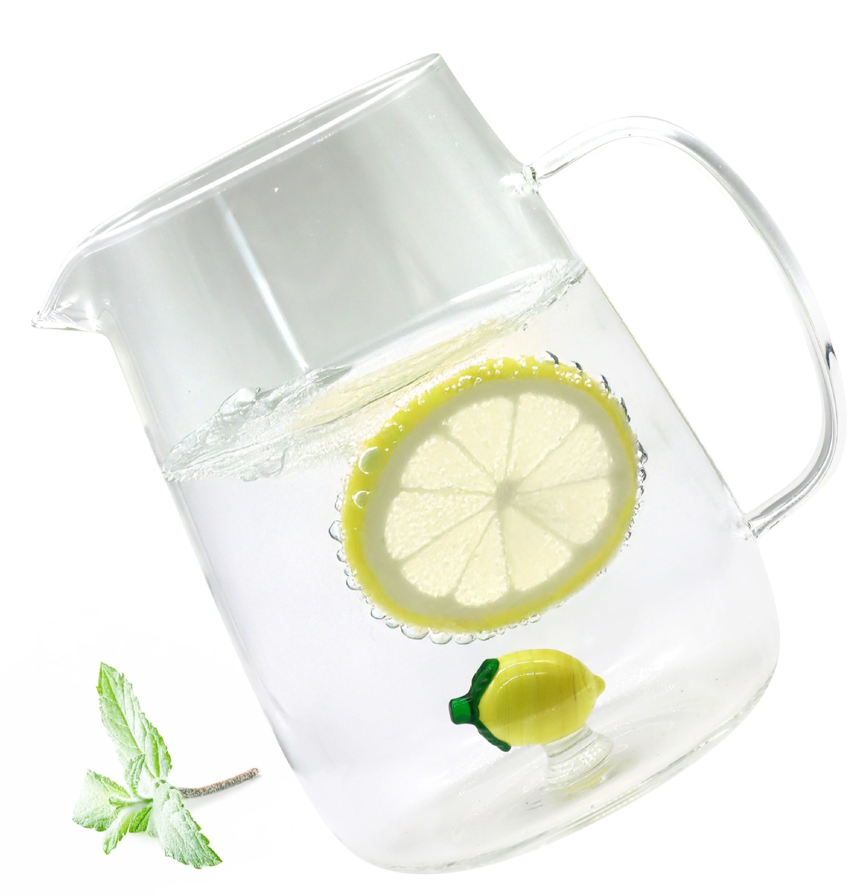 FURNARO Wasserkrug, Integrierte Zitronenfigur aus Glas