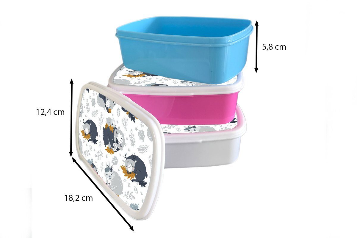 MuchoWow Lunchbox Muster - Kunststoff, Schlafen, Erwachsene, Kinder Snackbox, Brotbox Tiere (2-tlg), - rosa Kinder, für Brotdose - Kunststoff Mädchen