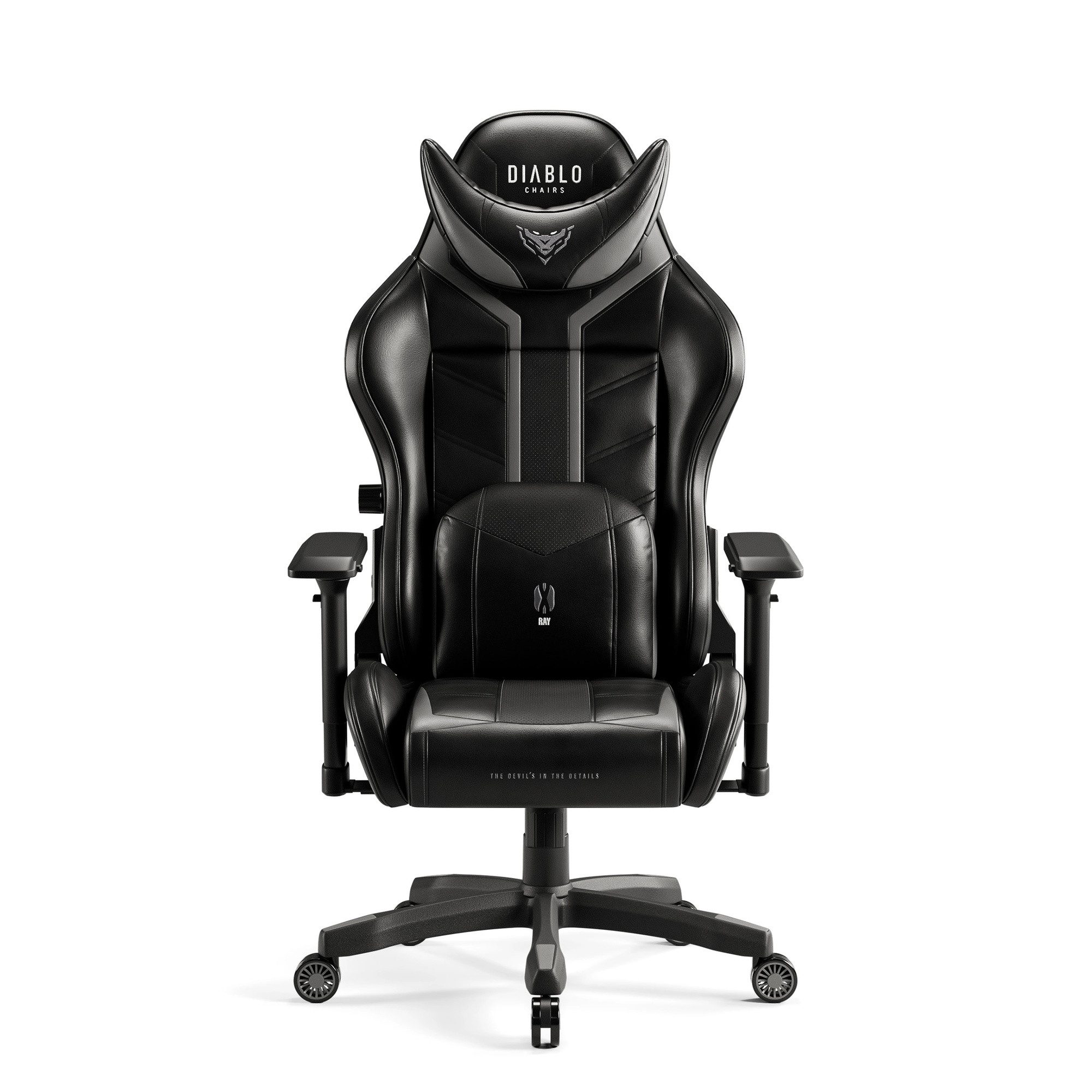 DIABLO CHAIRS Gaming-Stuhl X-Ray Kunstleder perforiert ergonomisch 4D-Armlehnen (4D-Armlehnen, Magnetkopfstütze, HDS Air perforiert, Kids S Normal L King XL), Magnetkopfstütze Lendenkissen TiltTech Wippfunktion