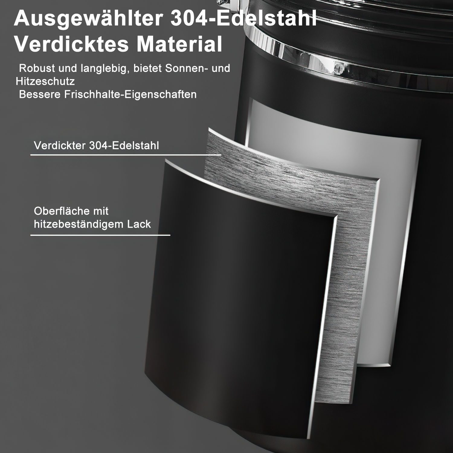 Refined Living Kaffeedose Vorratsdose luftdicht Edelstahl Kaffeebehälter 2800 ml mit Messlöffel, (mit Datumsmarkierung Aufbewahrungsdose Kaffeebohnen Aufbewahrung, 1-tlg), Bohnen Behälter Vorratsglas Aufbewahrungsdose mit Luftdichtem Deckel