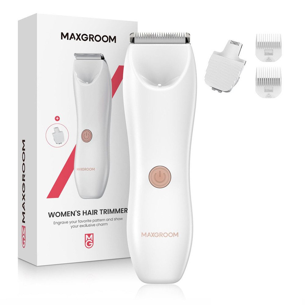 MAXGROOM Körperrasierer Damenrasierer Präzisionstrimmer Intimrasierer, Spar-Set, 1-tlg., 7000 U/min leise, IPX7, LED-Licht, Keramikklingen, USB-C-Akku