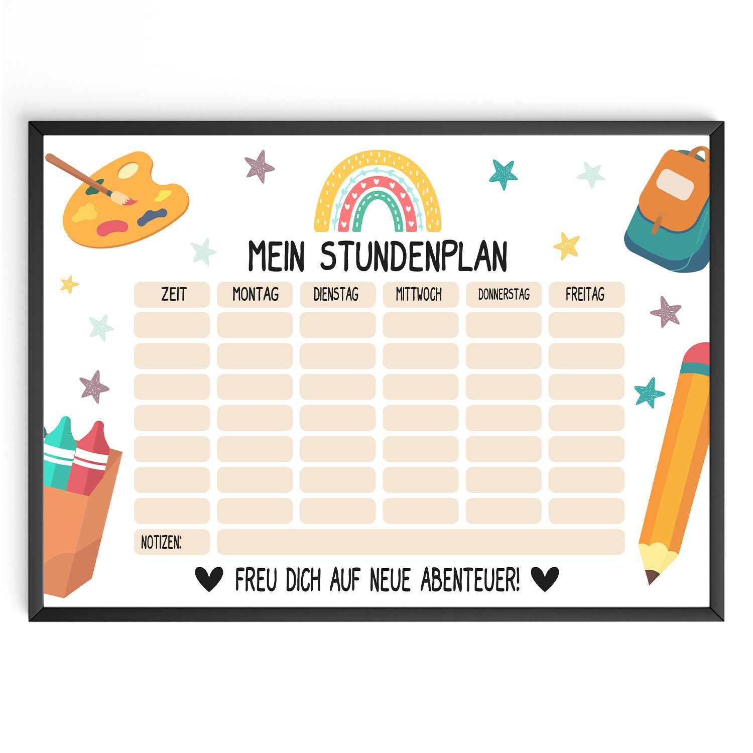 Tigerlino Poster Stundenplan Einschulung Schulanfang Schulkind Geschenkidee 1. Klasse